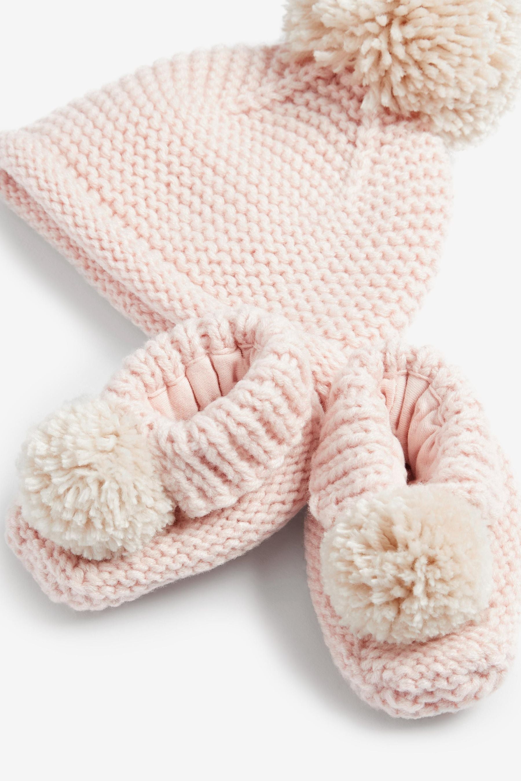 Pink Knitted Baby Hat and Bootie Set (0-12mths)