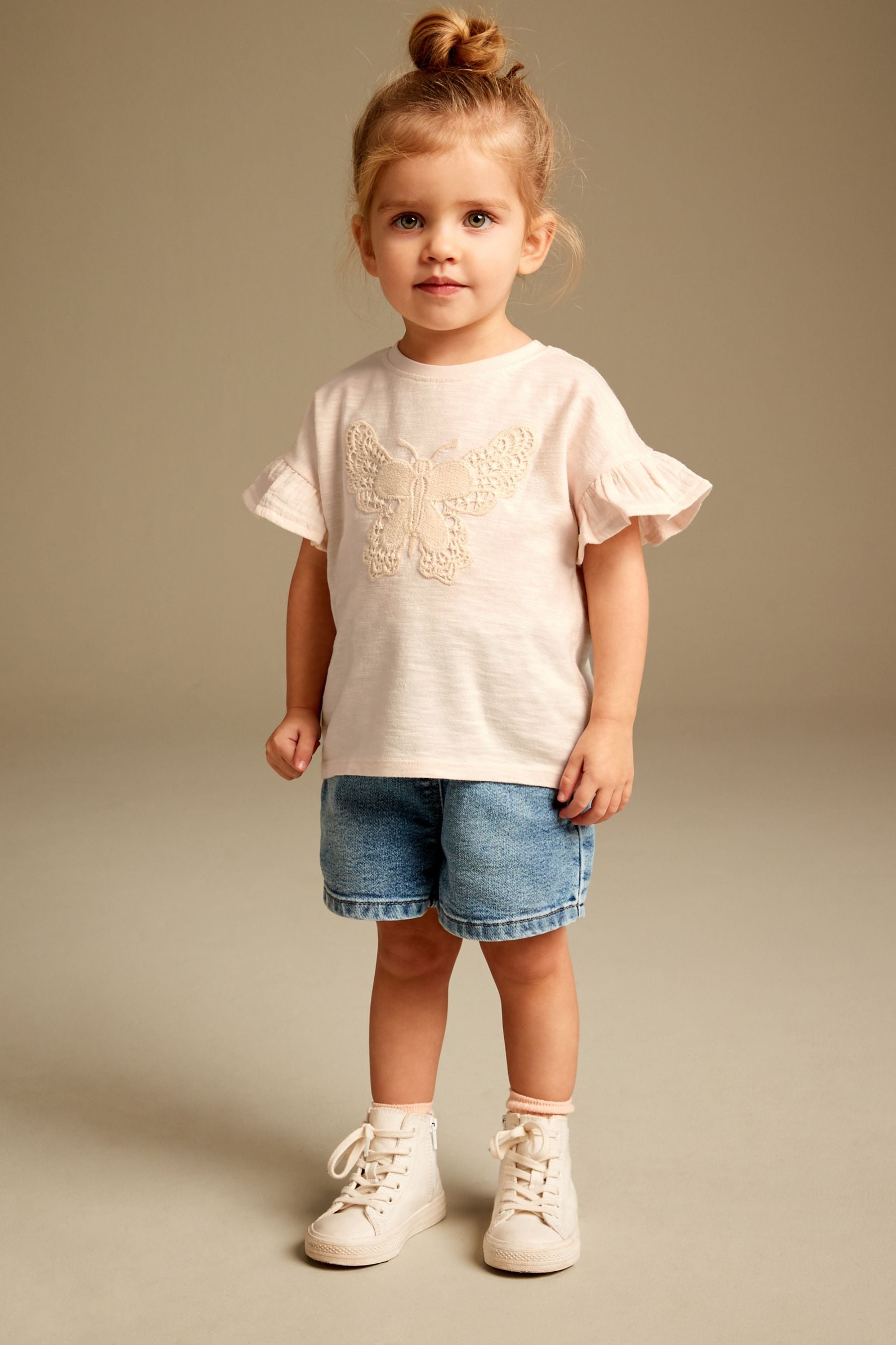 Ecru Cream Crochet Butterfly T-Shirt (3mths-7yrs)