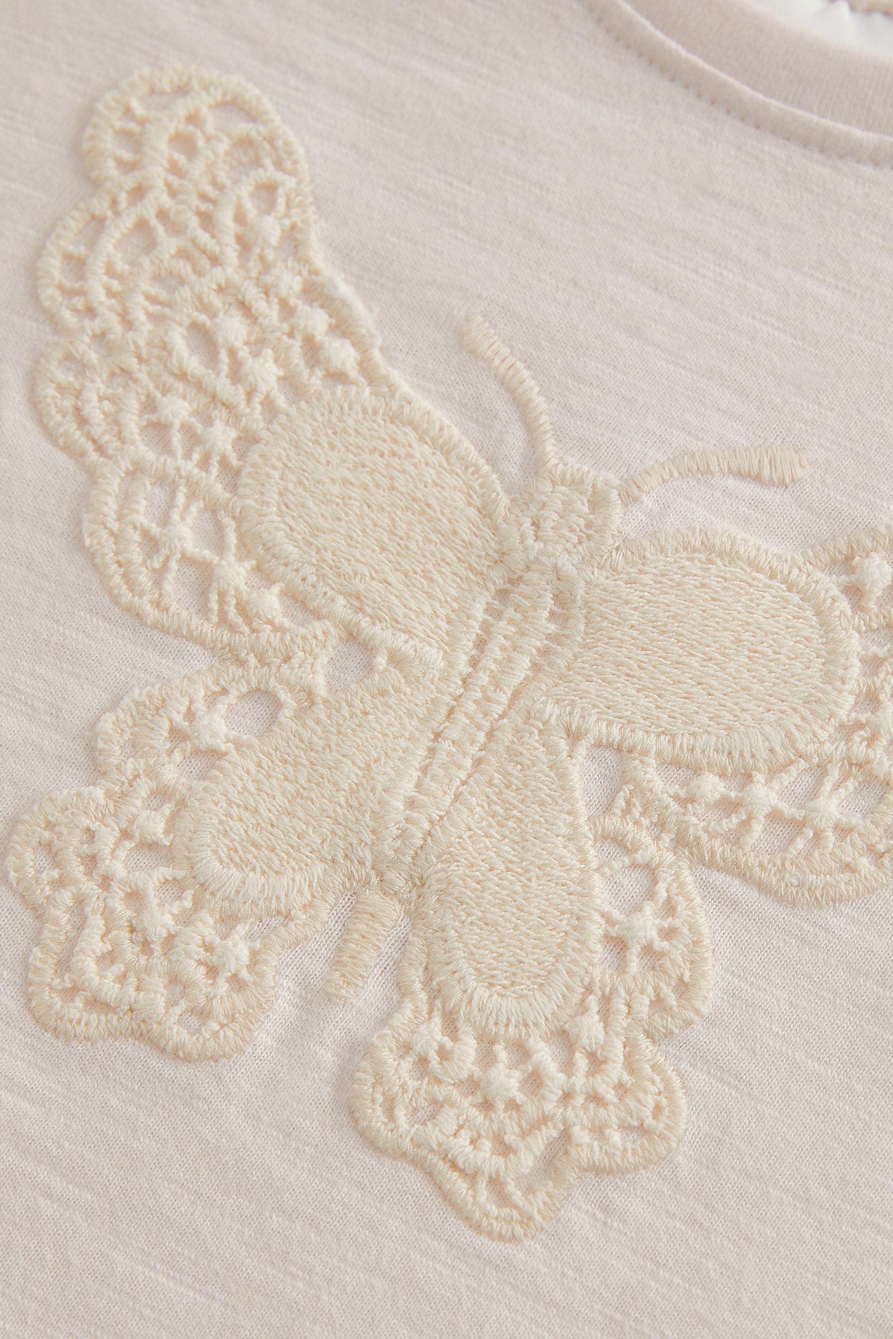 Ecru Cream Crochet Butterfly T-Shirt (3mths-7yrs)