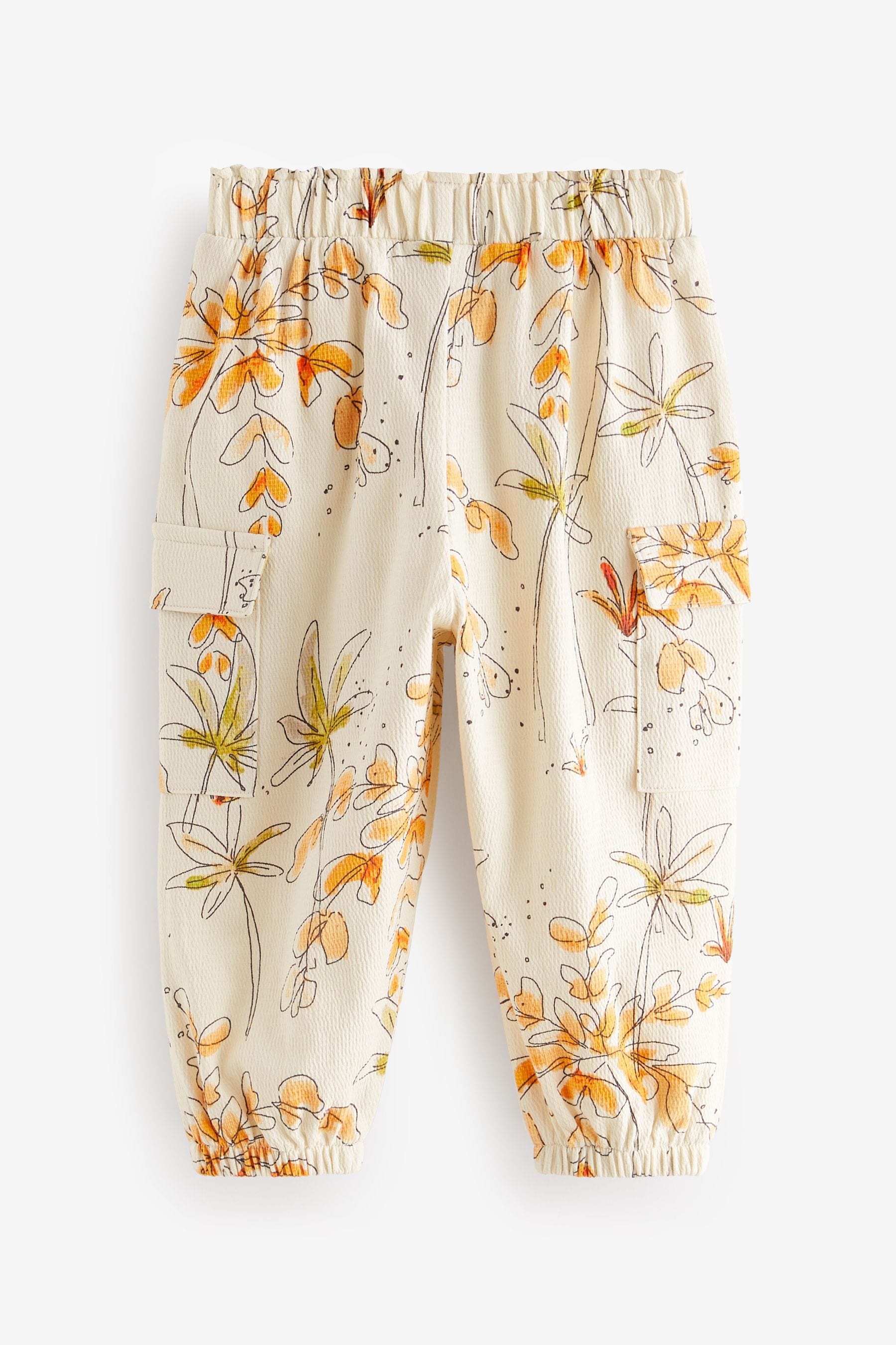 Ecru White Flower Cargo Trousers (3mths-7yrs)