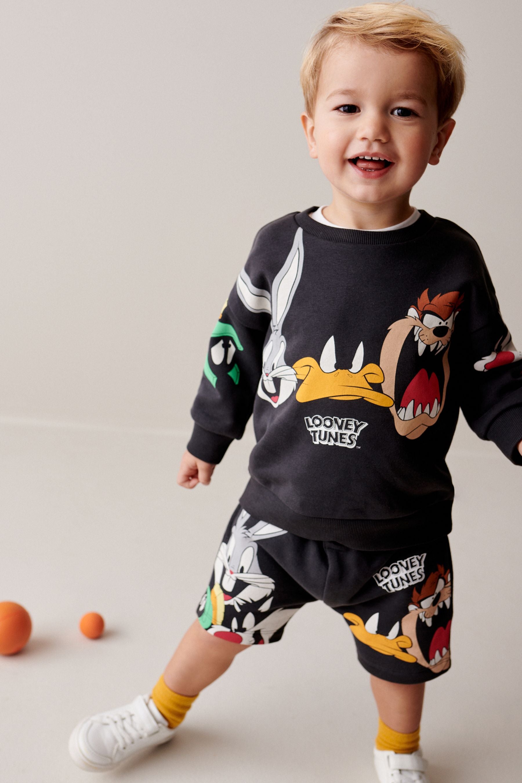 Charcoal Grey Looney Tunes Crew Sweatshirt and Shorts Set (3mths-8yrs)