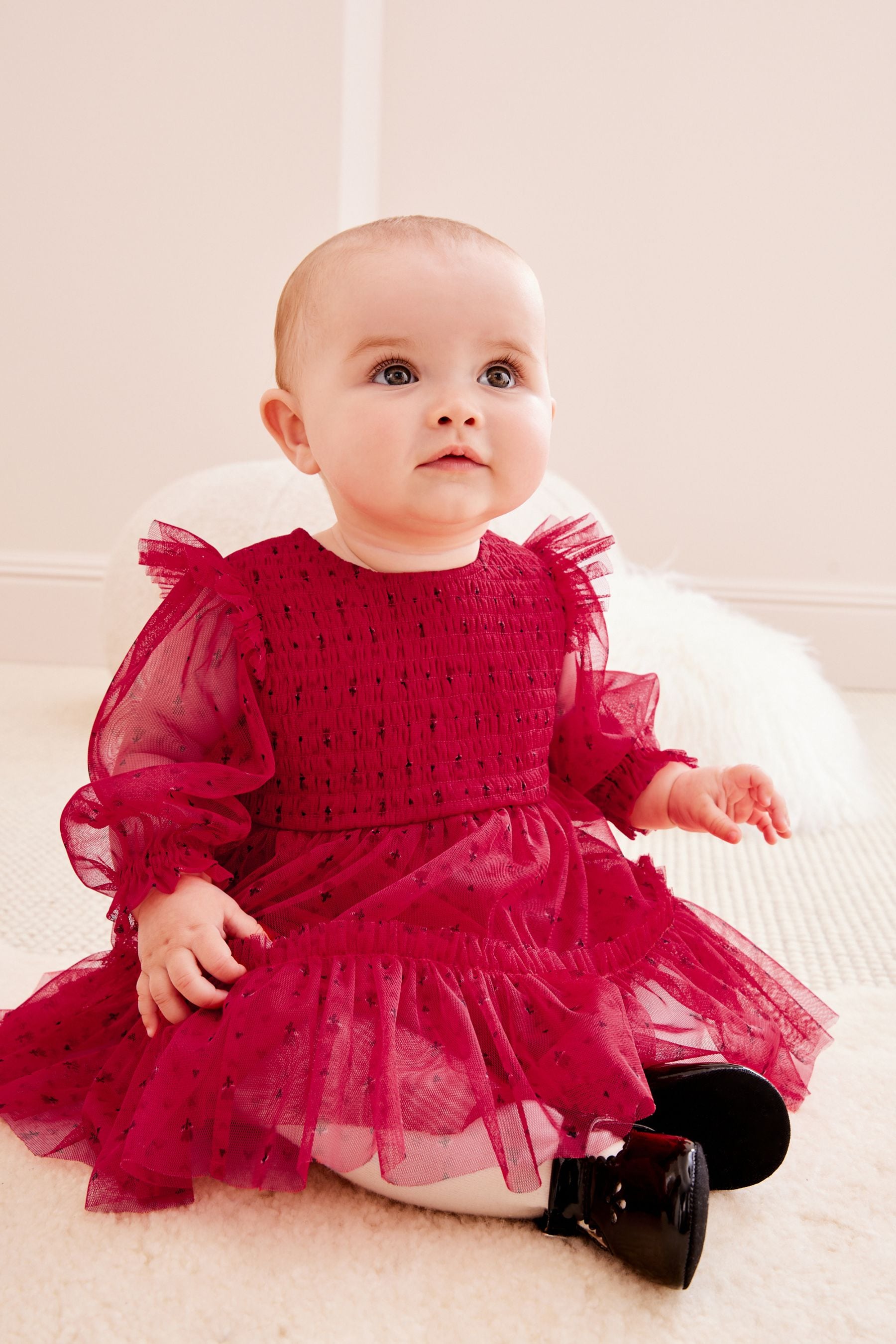 Red Mesh Baby Prom Dress (0mths-2yrs)