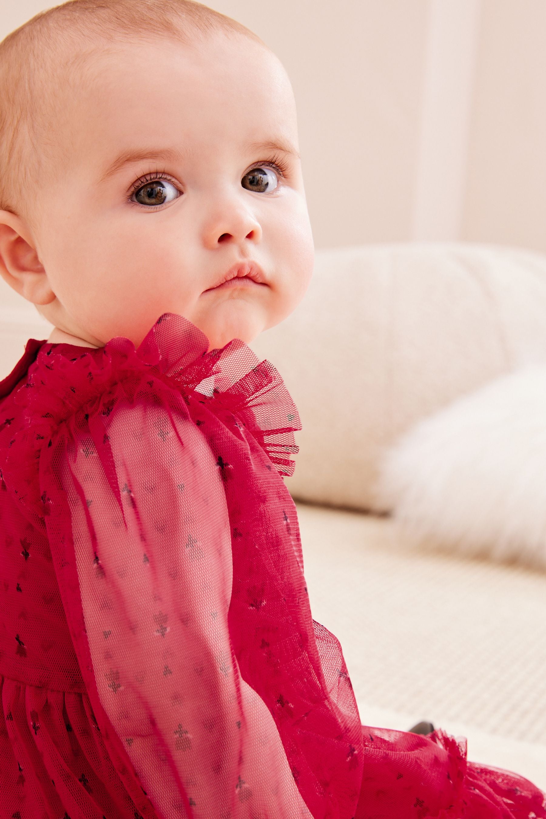 Red Mesh Baby Prom Dress (0mths-2yrs)