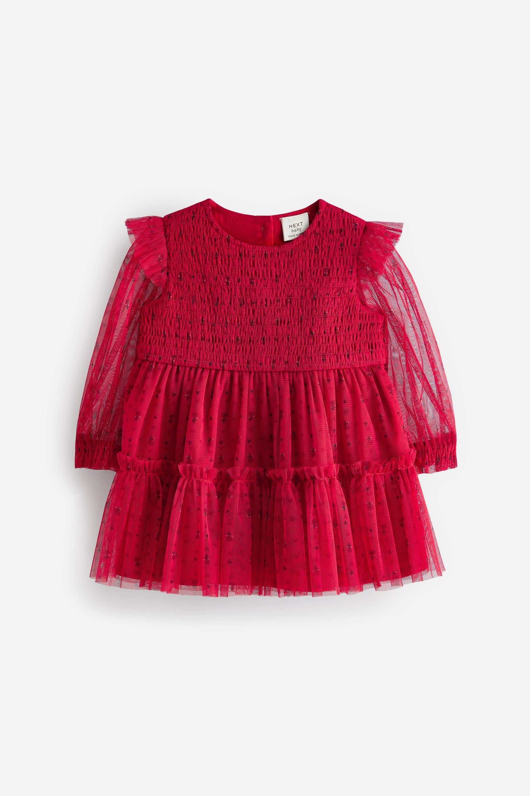 Red Mesh Baby Prom Dress (0mths-2yrs)