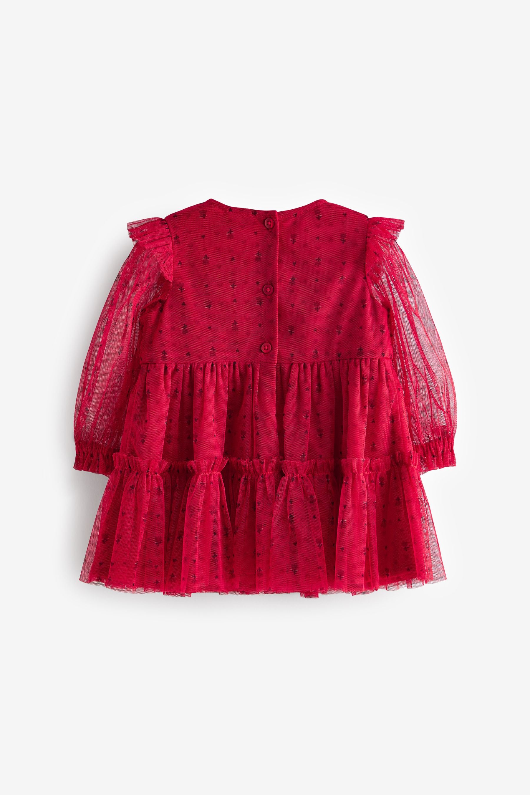 Red Mesh Baby Prom Dress (0mths-2yrs)