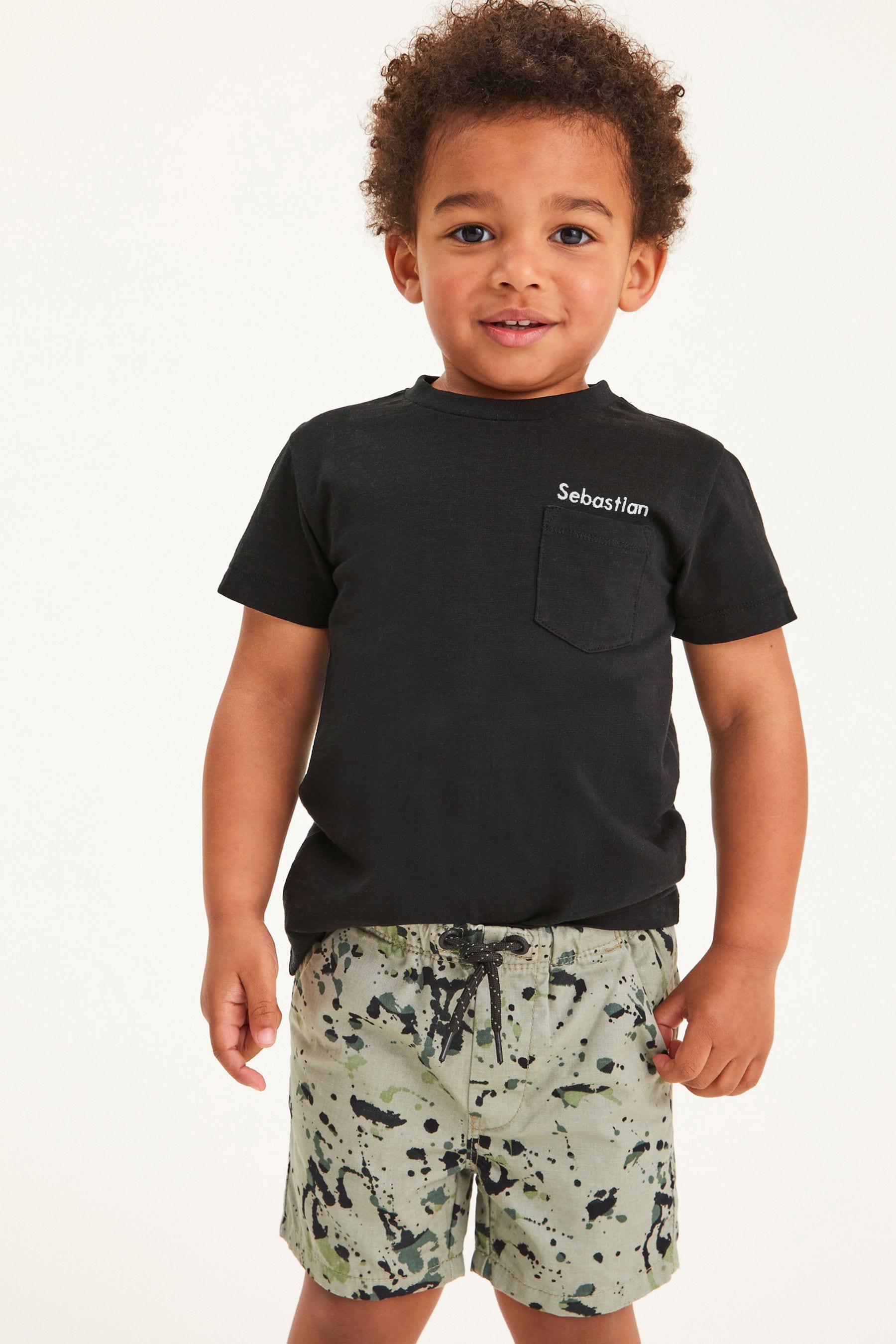 Black Personalised Short Sleeve T-Shirt (3mths-7yrs)