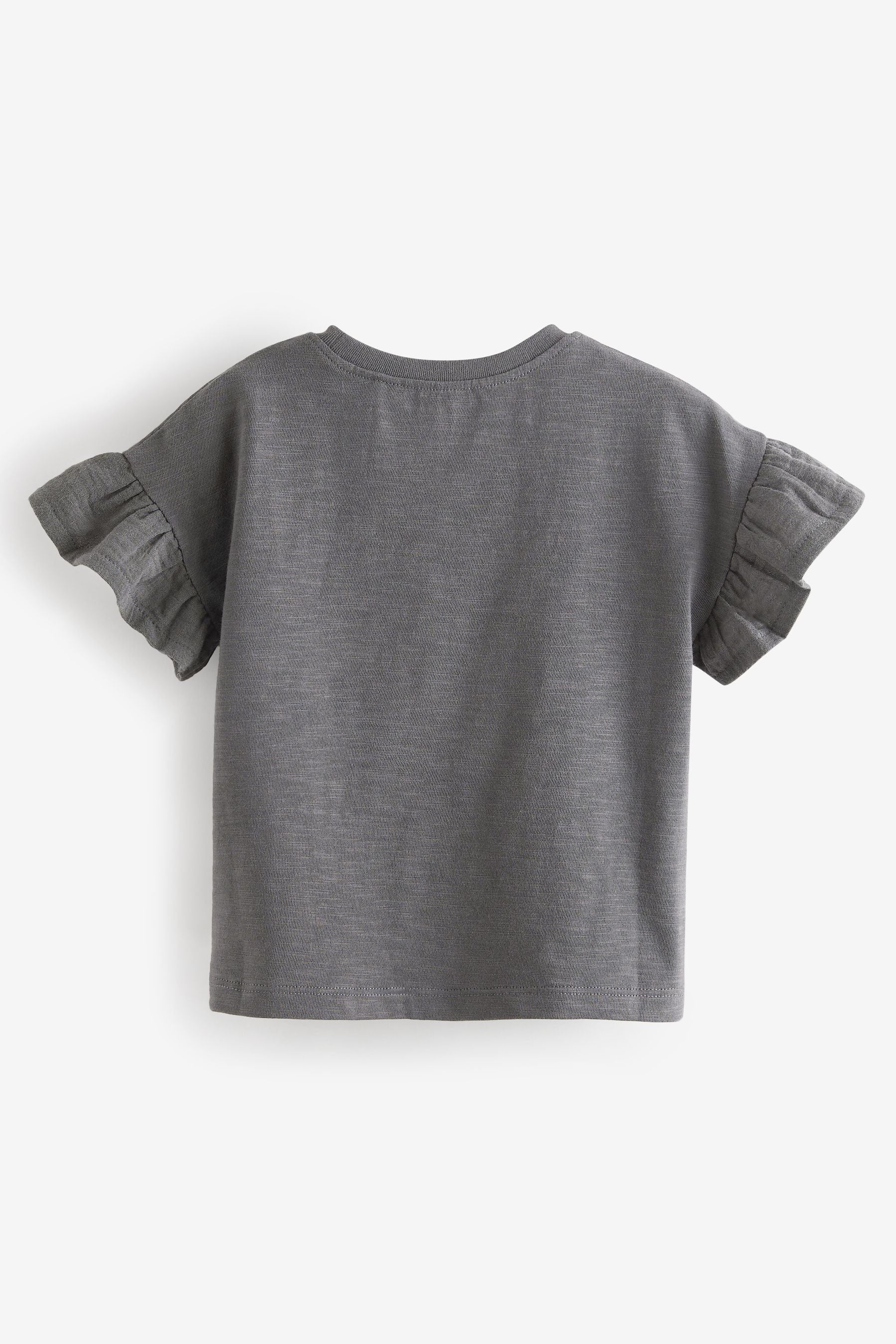 Charcoal Grey Frill Short Sleeve T-Shirt (3mths-7yrs)