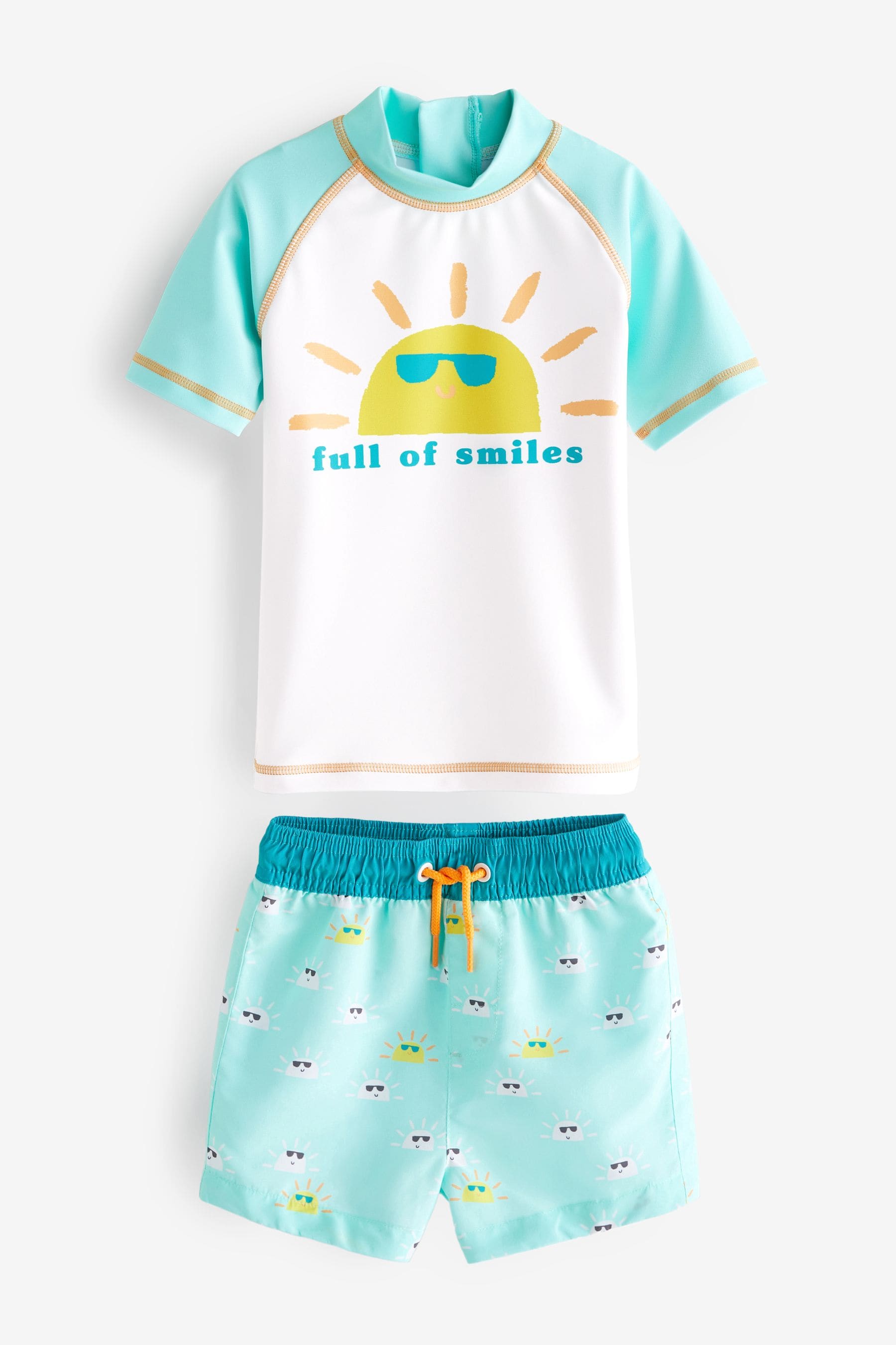 Green/White Smiles Sunsafe Top and Shorts Set (3mths-7yrs)