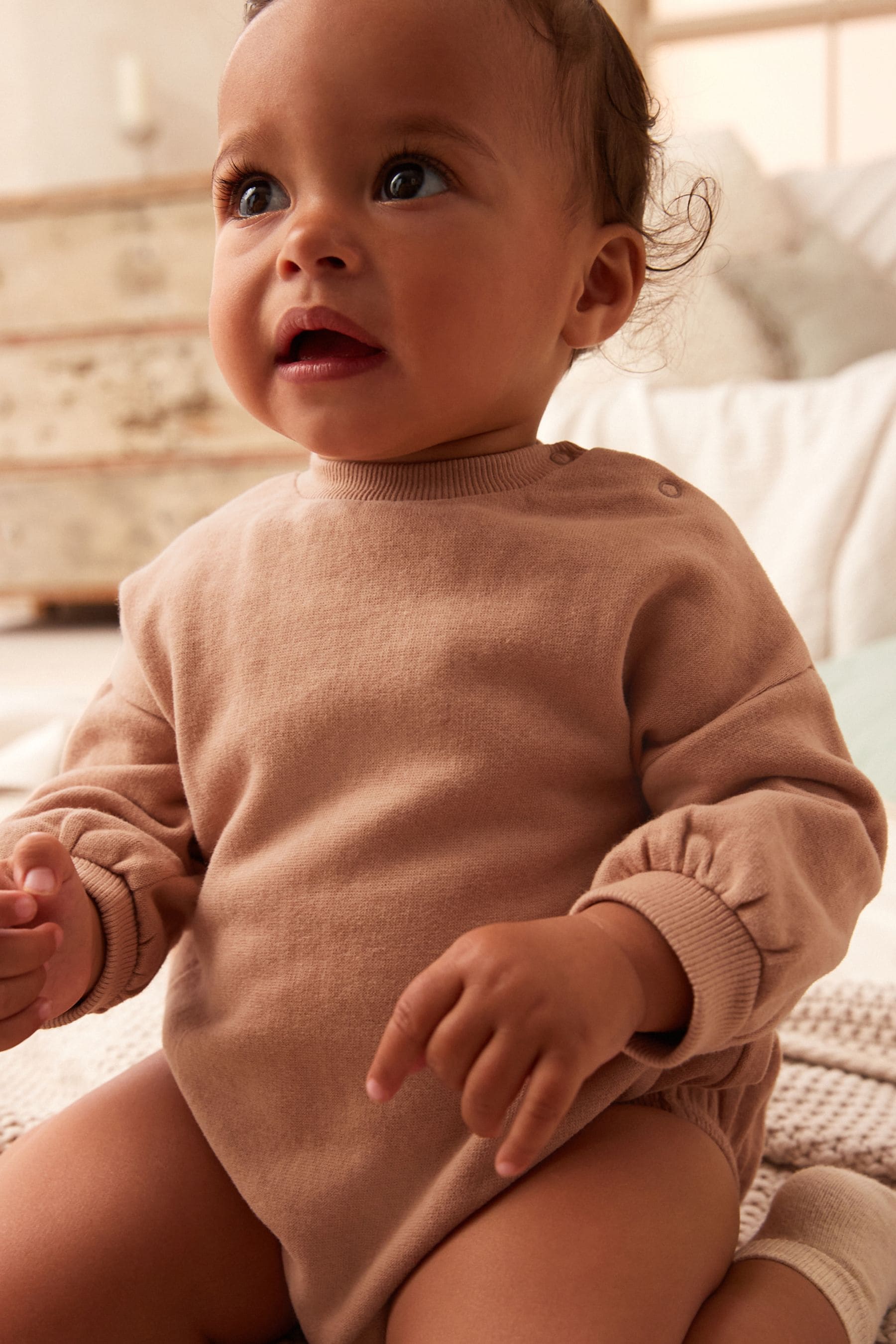 Rust Brown Cosy Sweat Jersey Bubble Bum Baby Romper (0mths-2yrs)