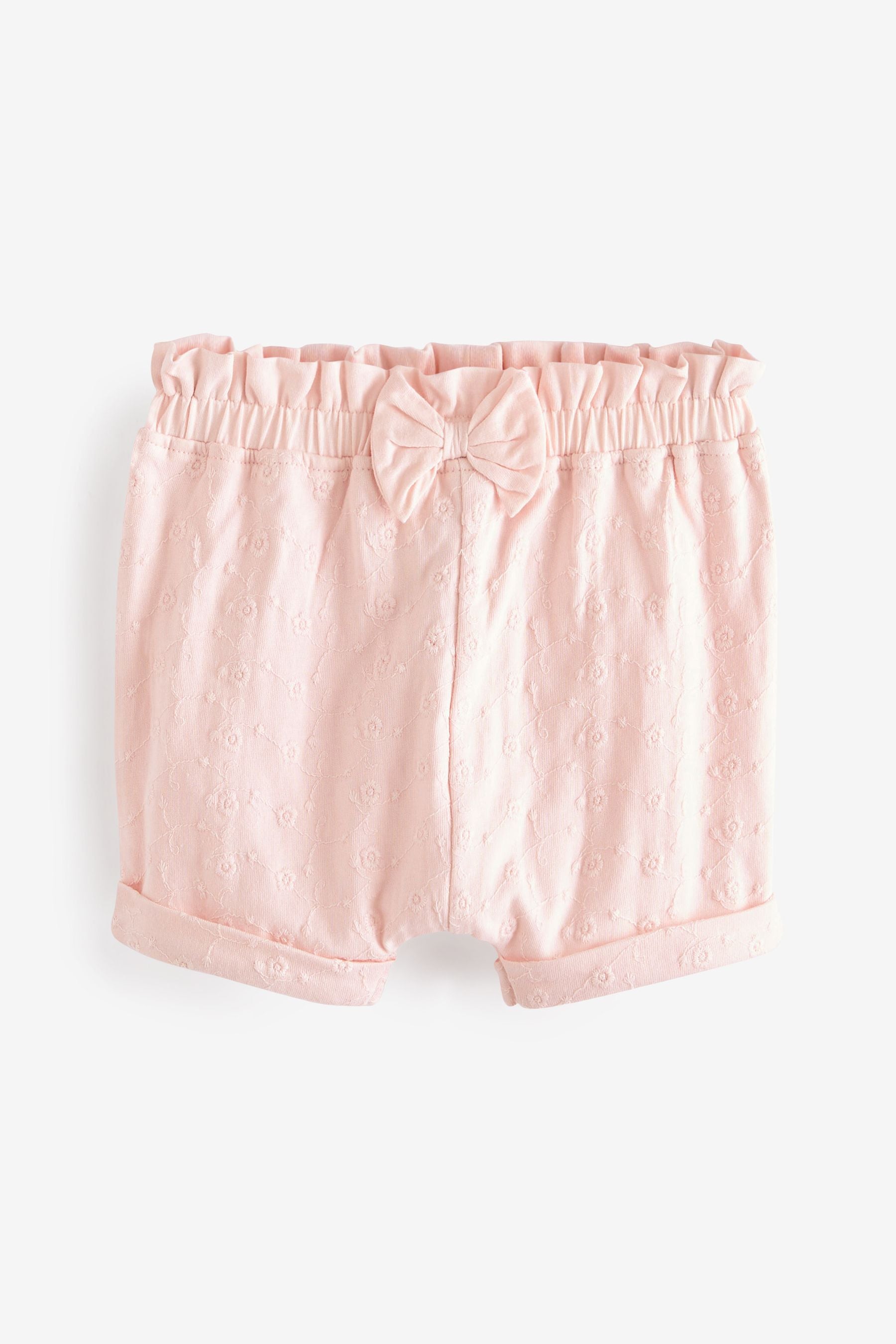 Pink/White Baby 2 Pack Broderie Shorts