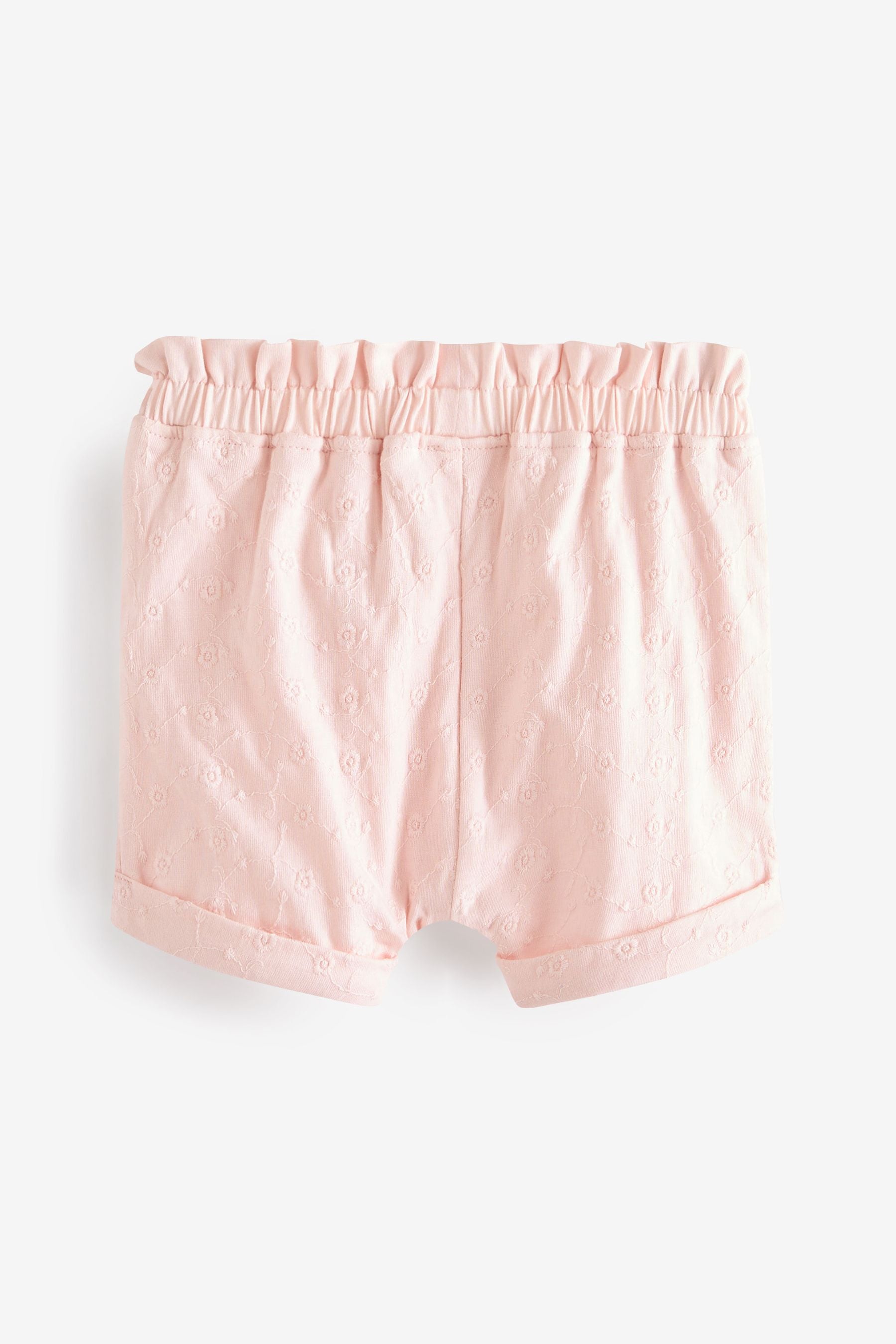 Pink/White Baby 2 Pack Broderie Shorts