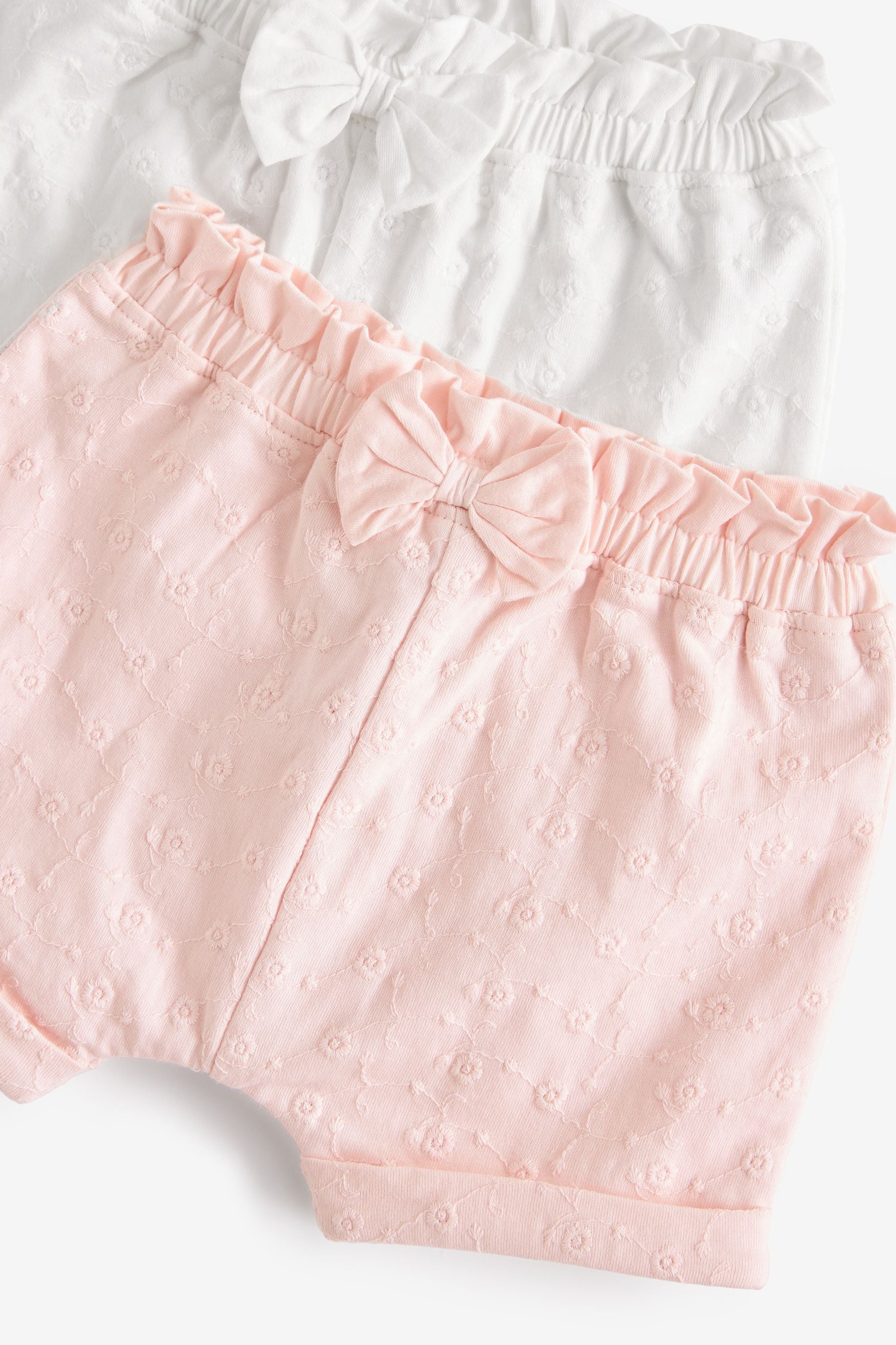 Pink/White Baby 2 Pack Broderie Shorts