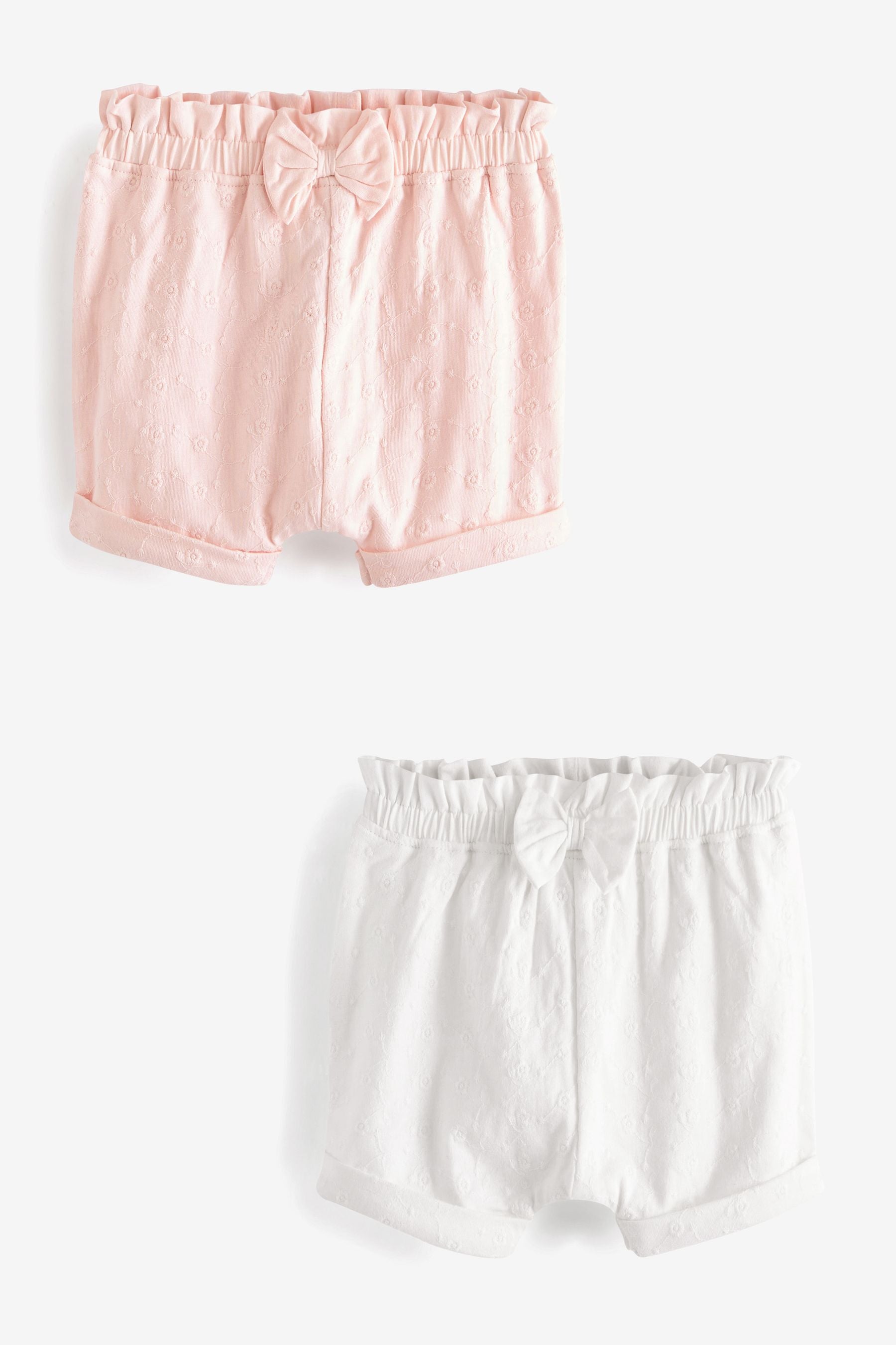 Pink/White Baby 2 Pack Broderie Shorts