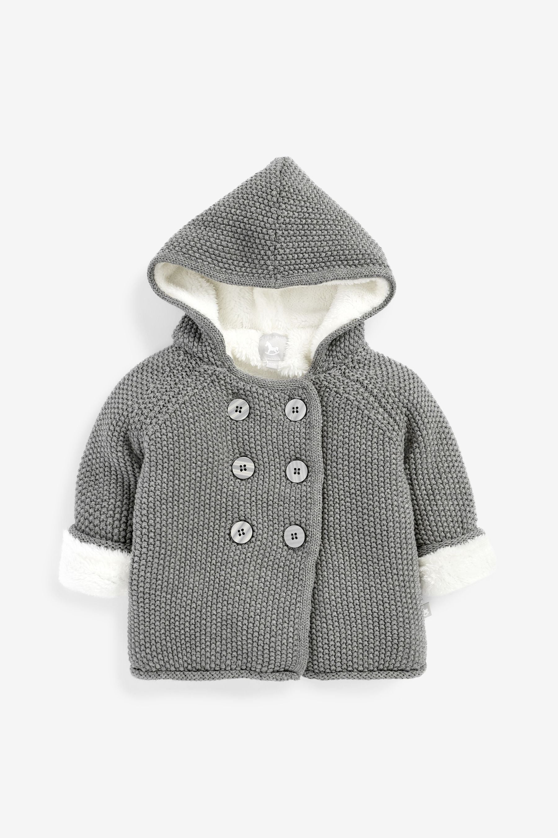 Grey The Little Tailor Grey Baby Plush Lined Pram Coat