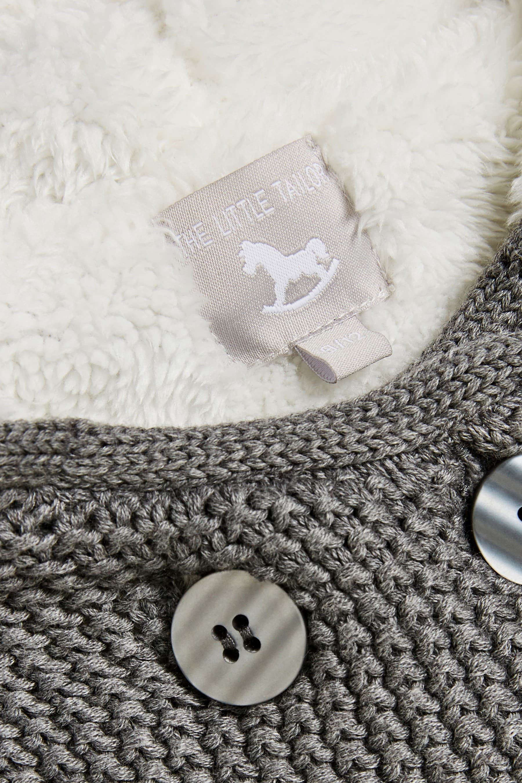 Grey The Little Tailor Grey Baby Plush Lined Pram Coat