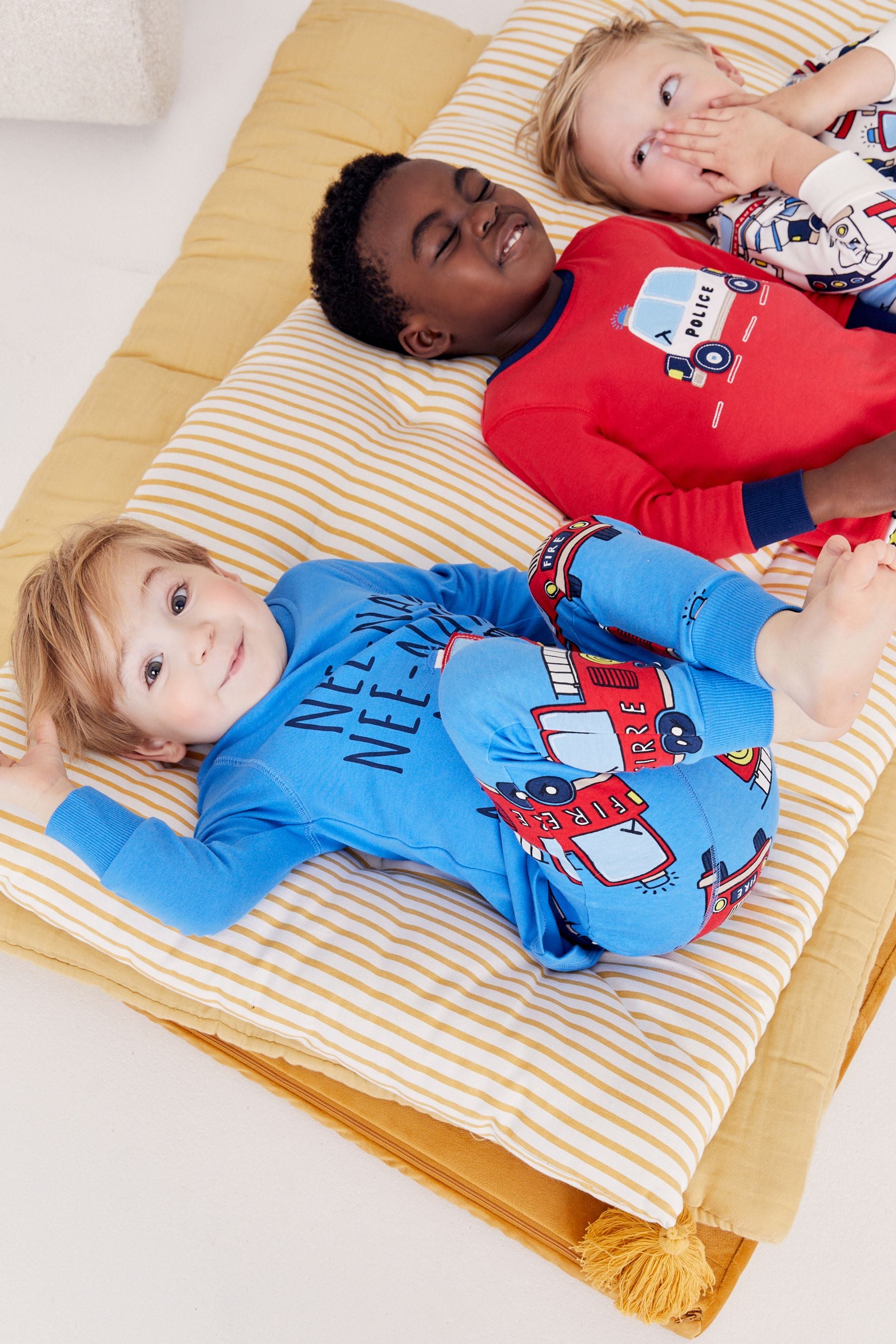 Red/Blue Emergency Vehicles Long Sleeve 3 Pack Pyjamas Set (9mths-8yrs)