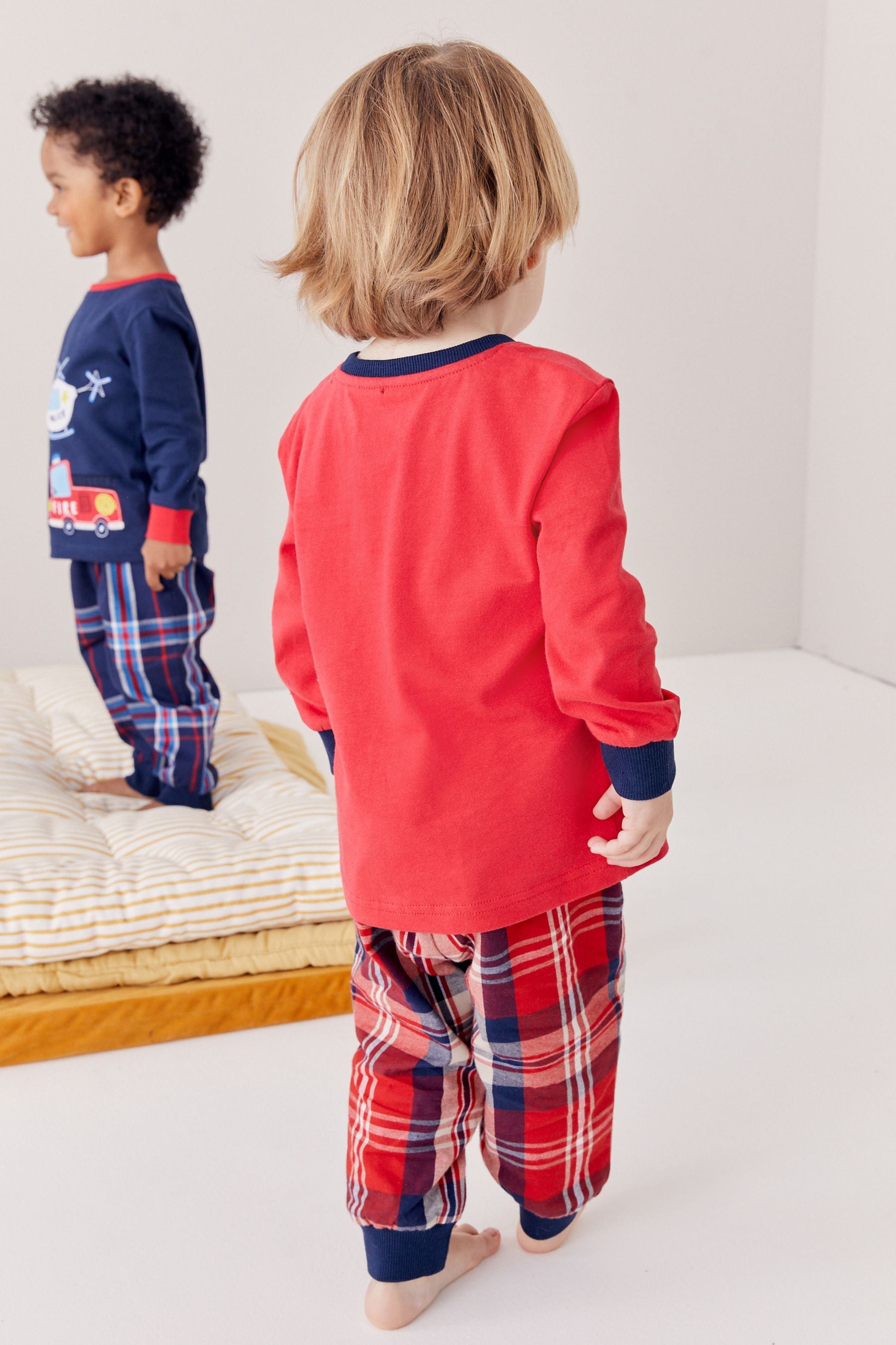 Red/Blue Emergency Vehicles Long Sleeve 3 Pack Pyjamas Set (9mths-8yrs)