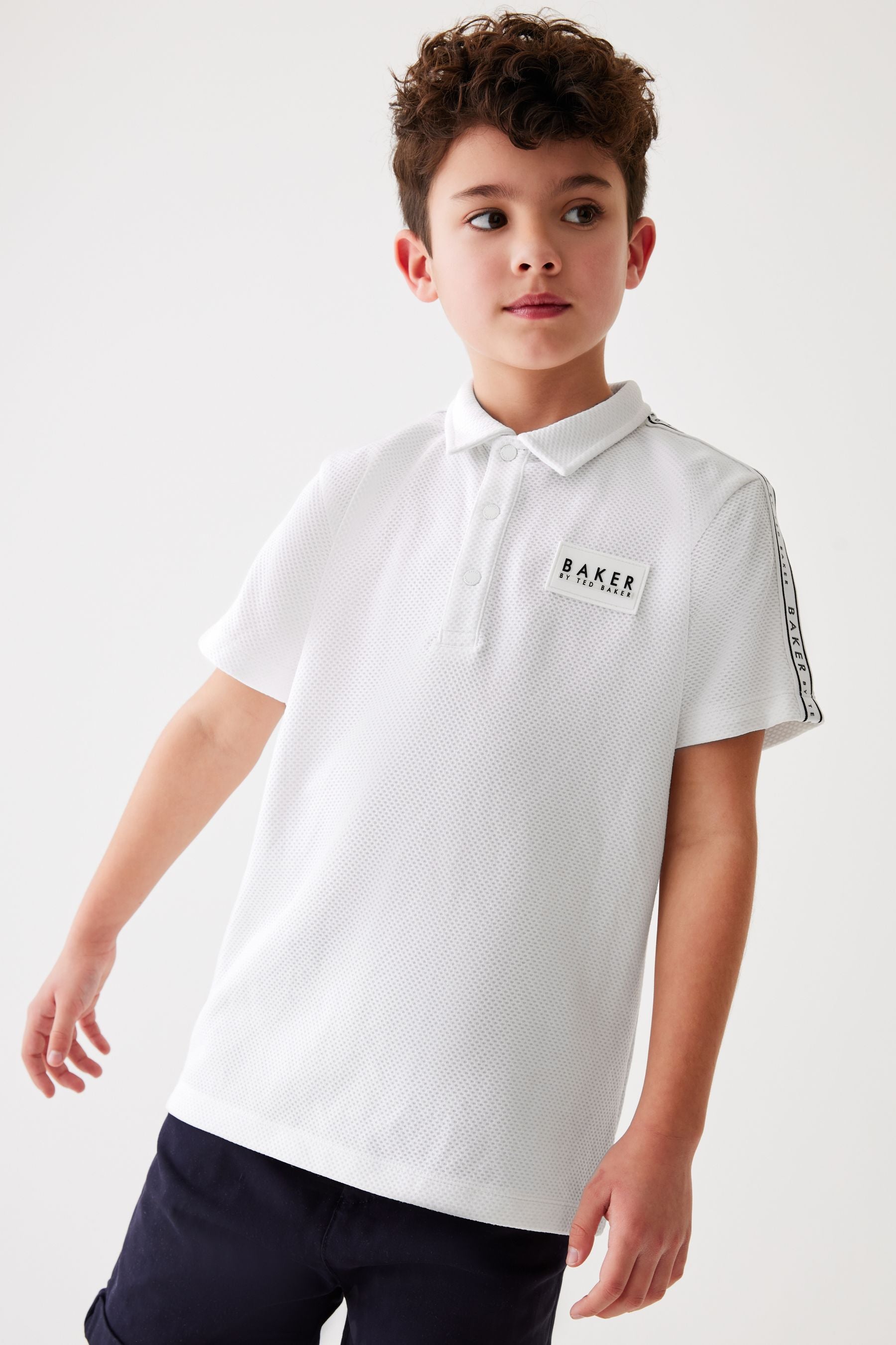 White Baker by Ted Baker Textured White Polo Shirt