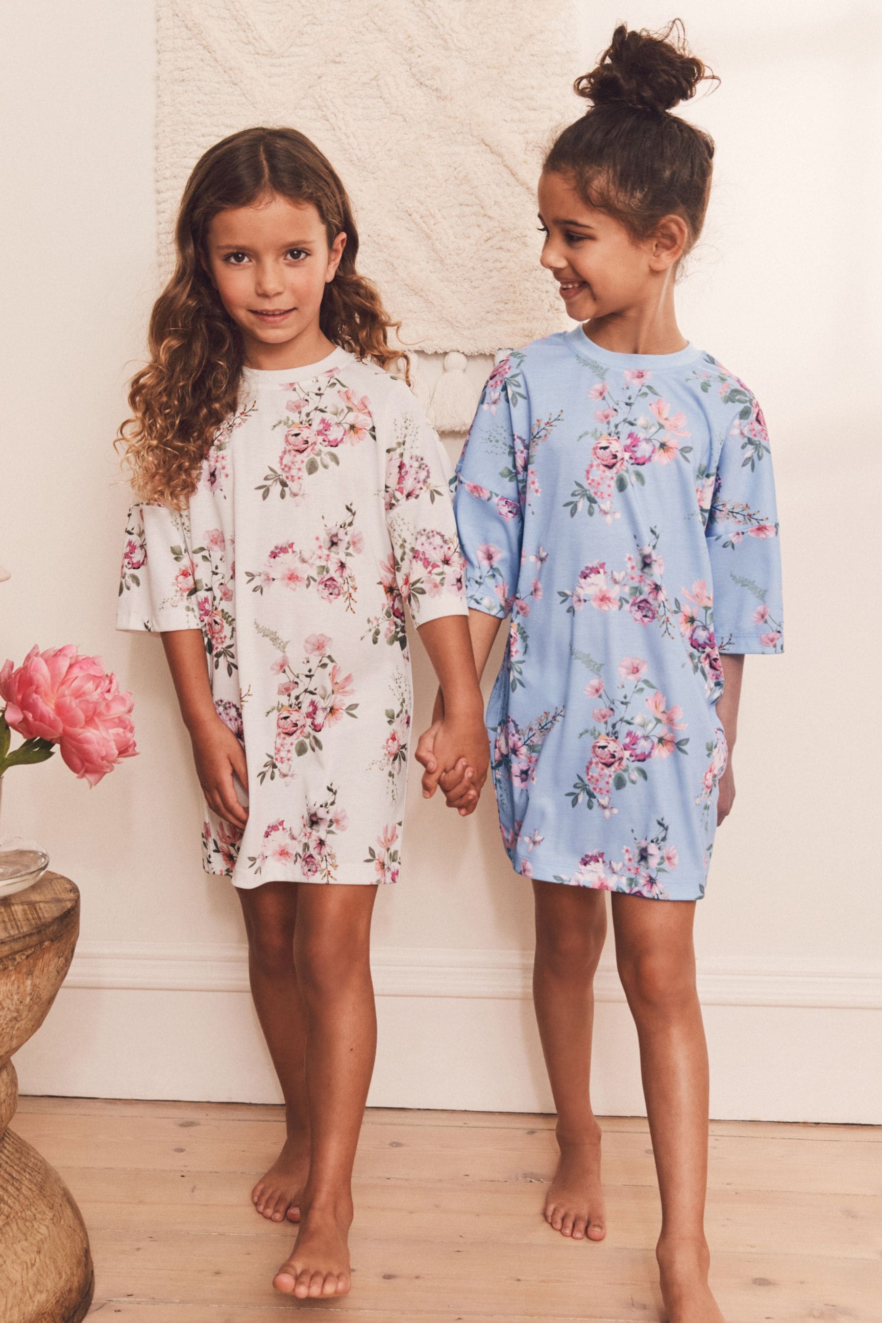 Blue/White Floral Nighties 2 Pack (2-14yrs)