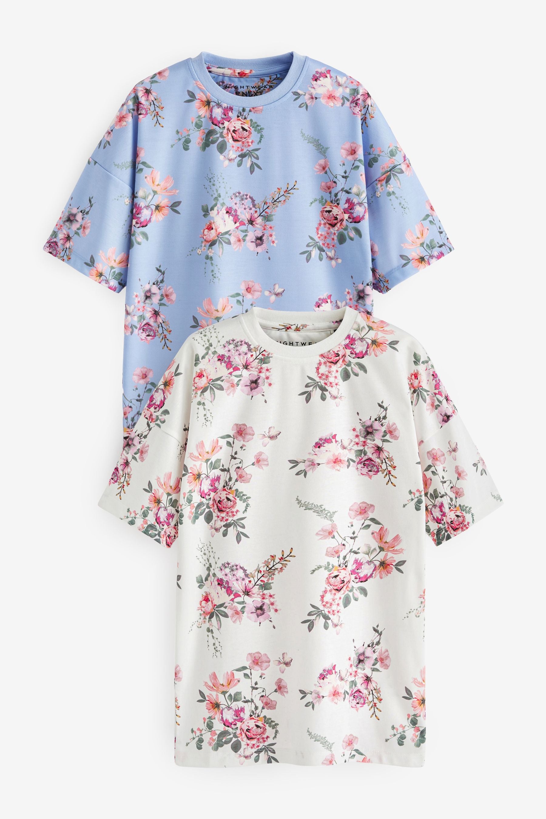 Blue/White Floral Nighties 2 Pack (2-14yrs)