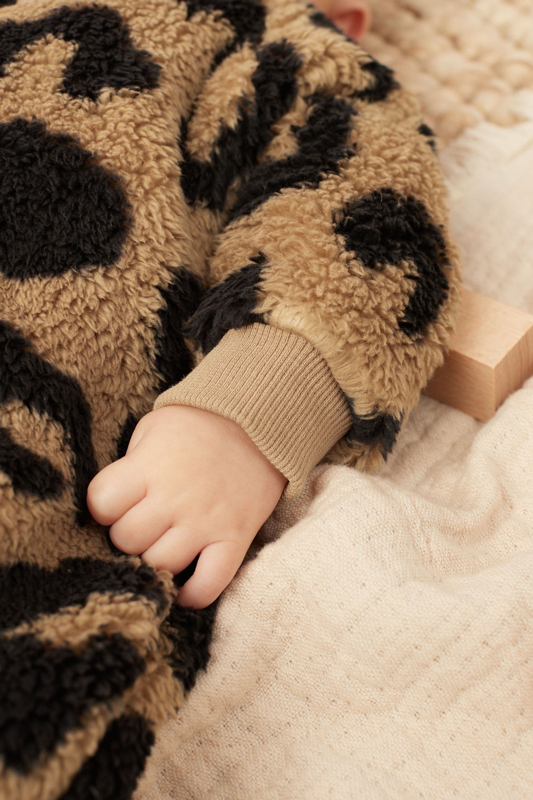 Brown Cosy Fleece Sleepsuit