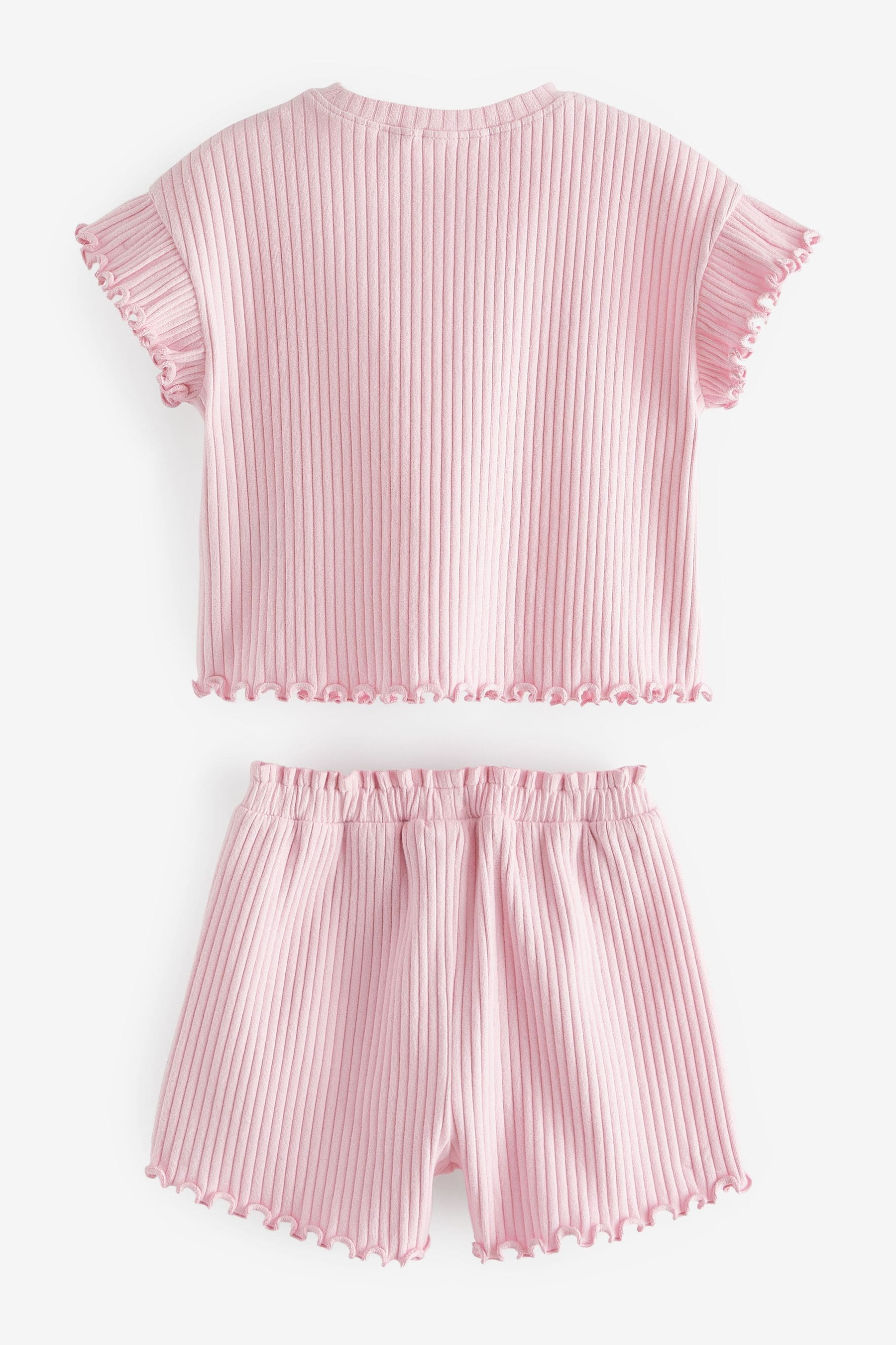 Pink Rib Short Sleeve T-Shirt And Shorts Set (3mths-7yrs)