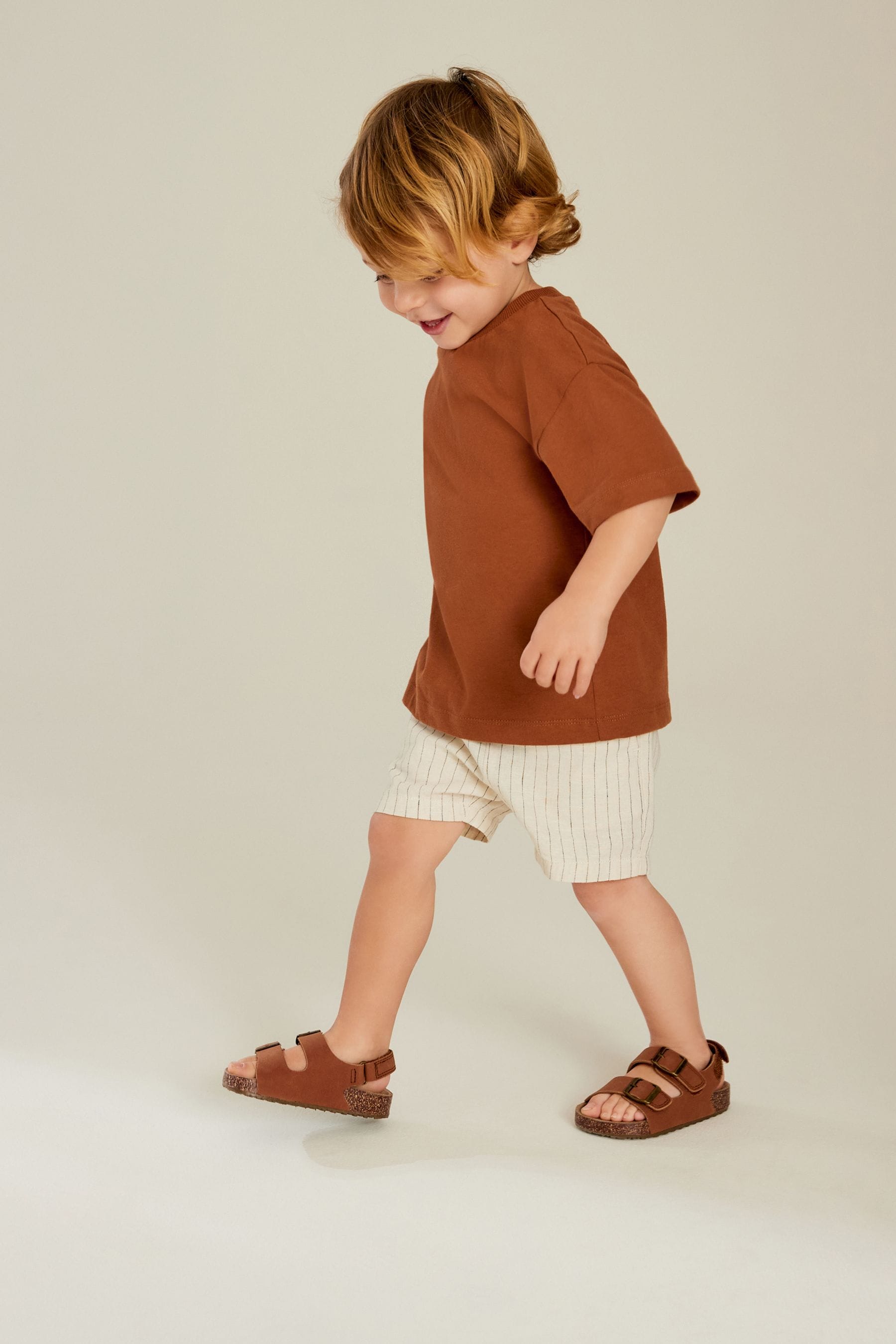 Ecru Stripe Linen Blend Pull-On Shorts (3mths-7yrs)