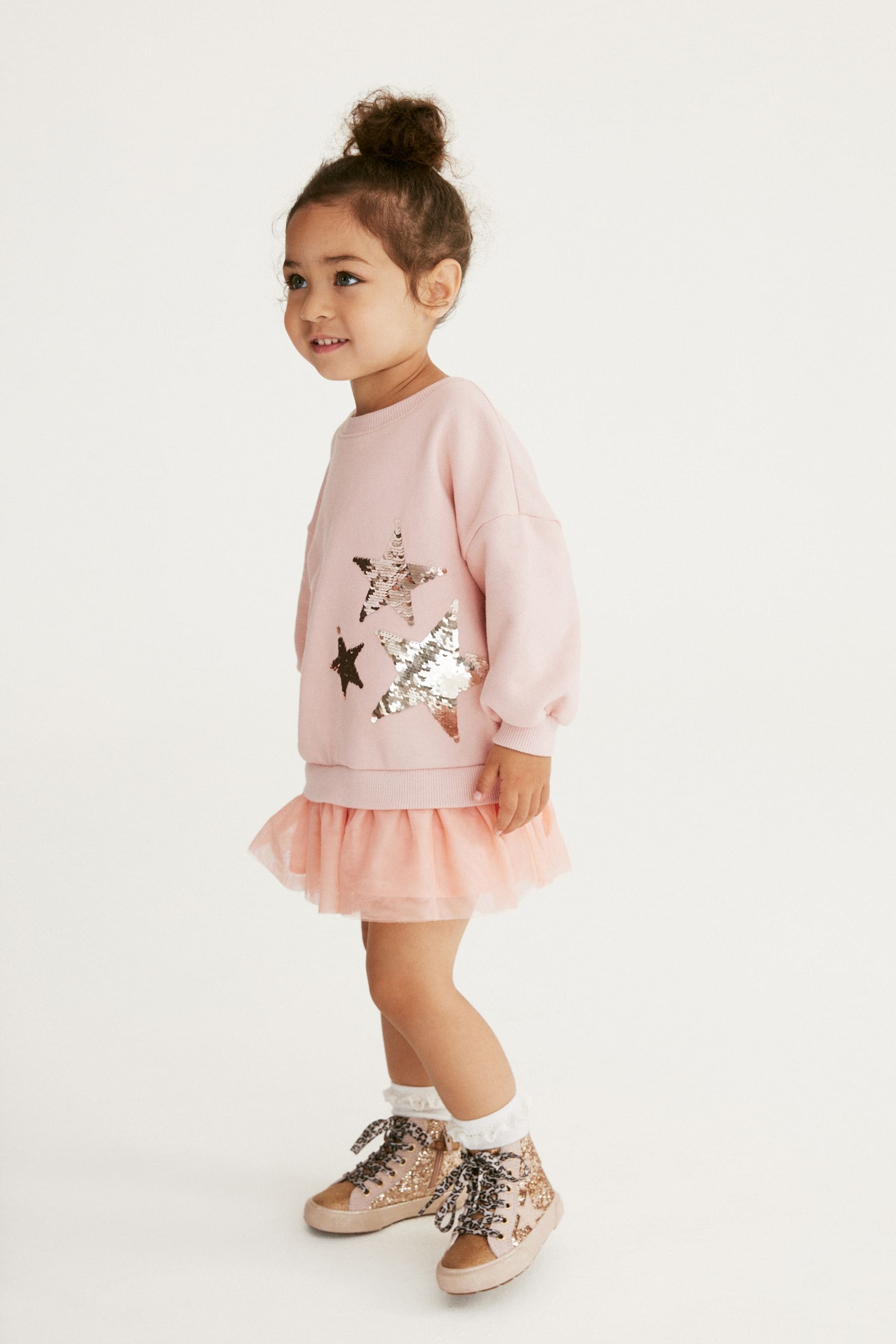 Pink 2-In-1 Sequin Sweatshirt Party Dress (3mths-7yrs)