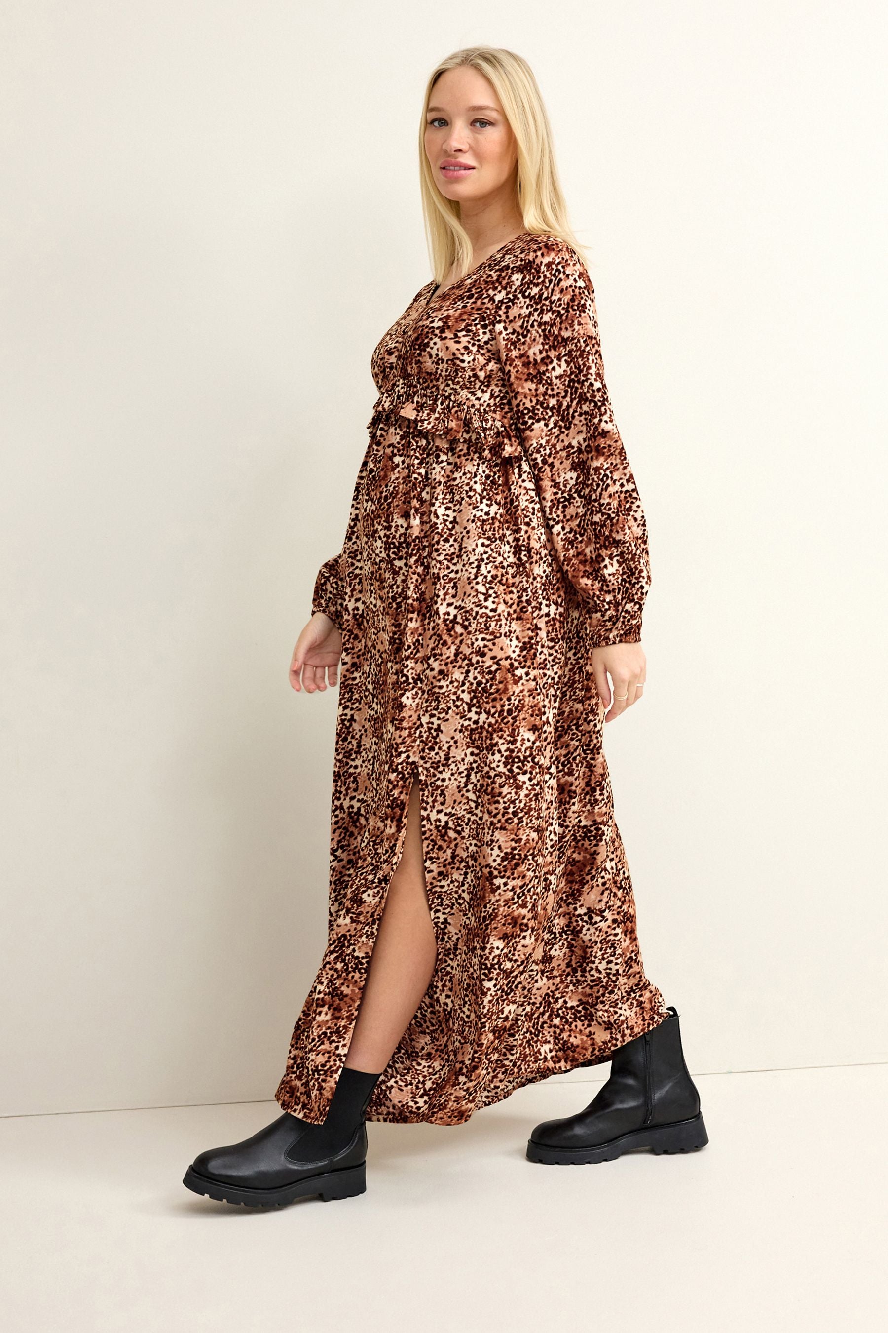 Animal Print Maternity Maxi Dress