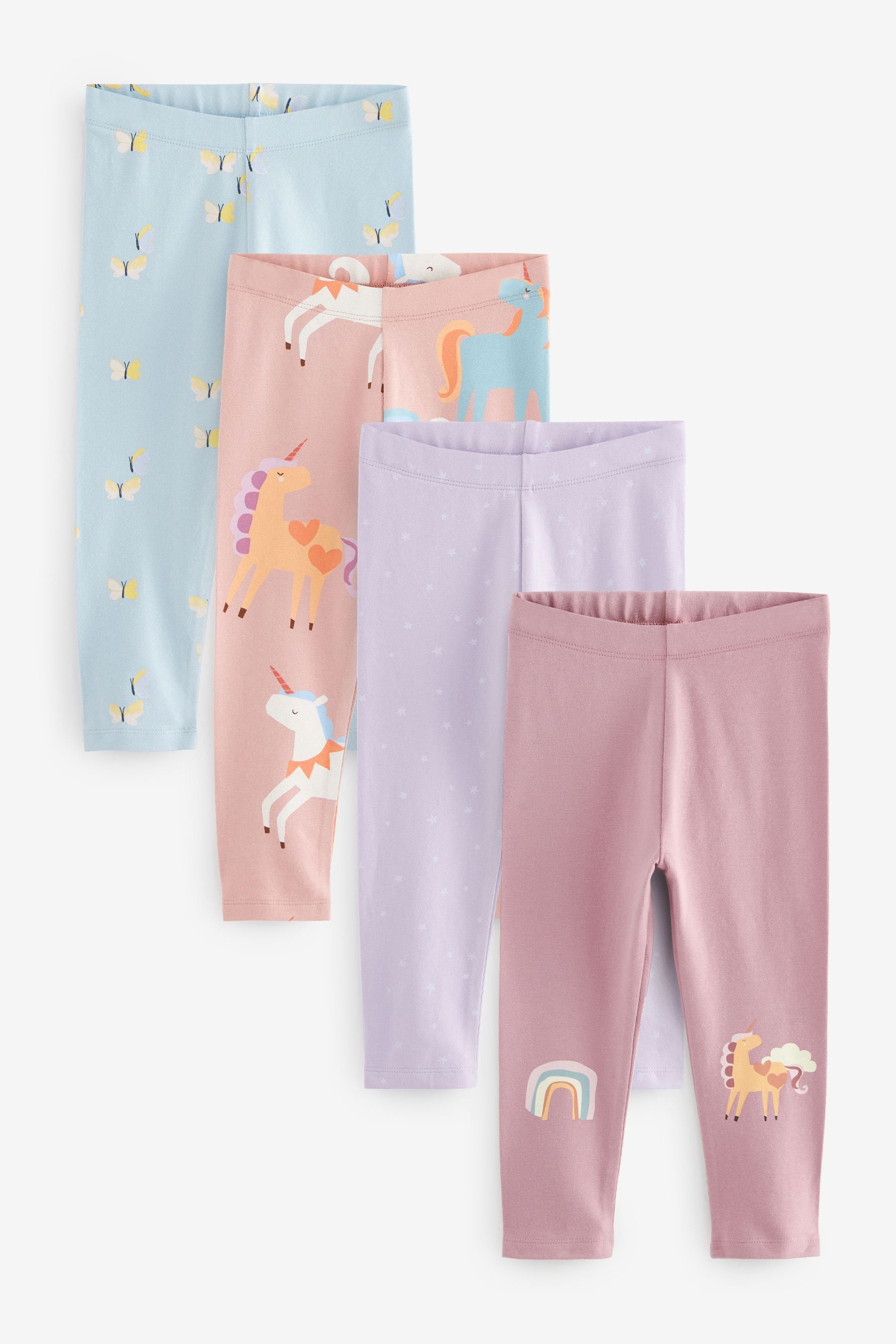 Lilac Purple Unicorn Leggings 4 Pack (3mths-7yrs)