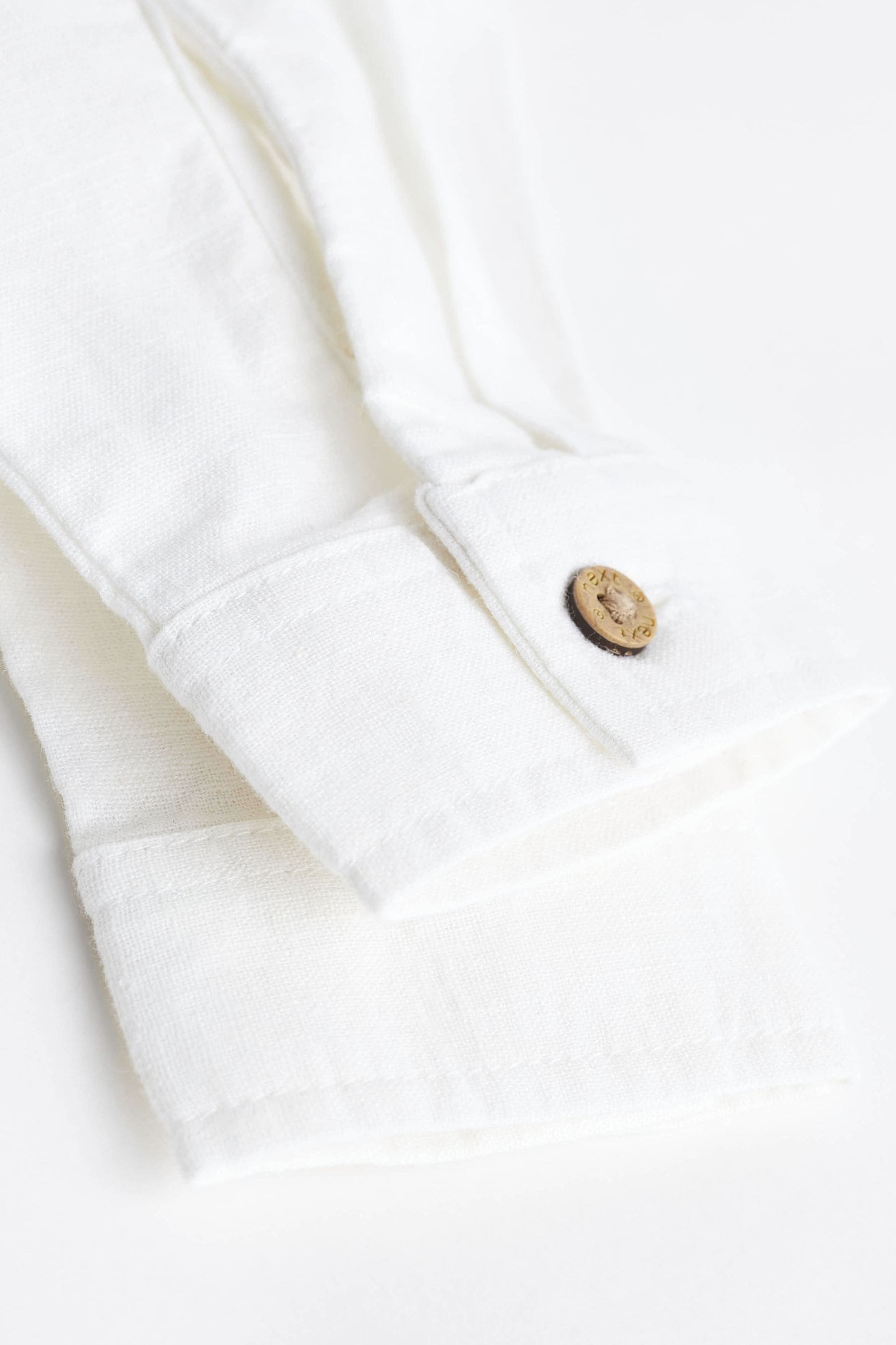 White Woven Linen Mix Shirt Baby Bodysuit