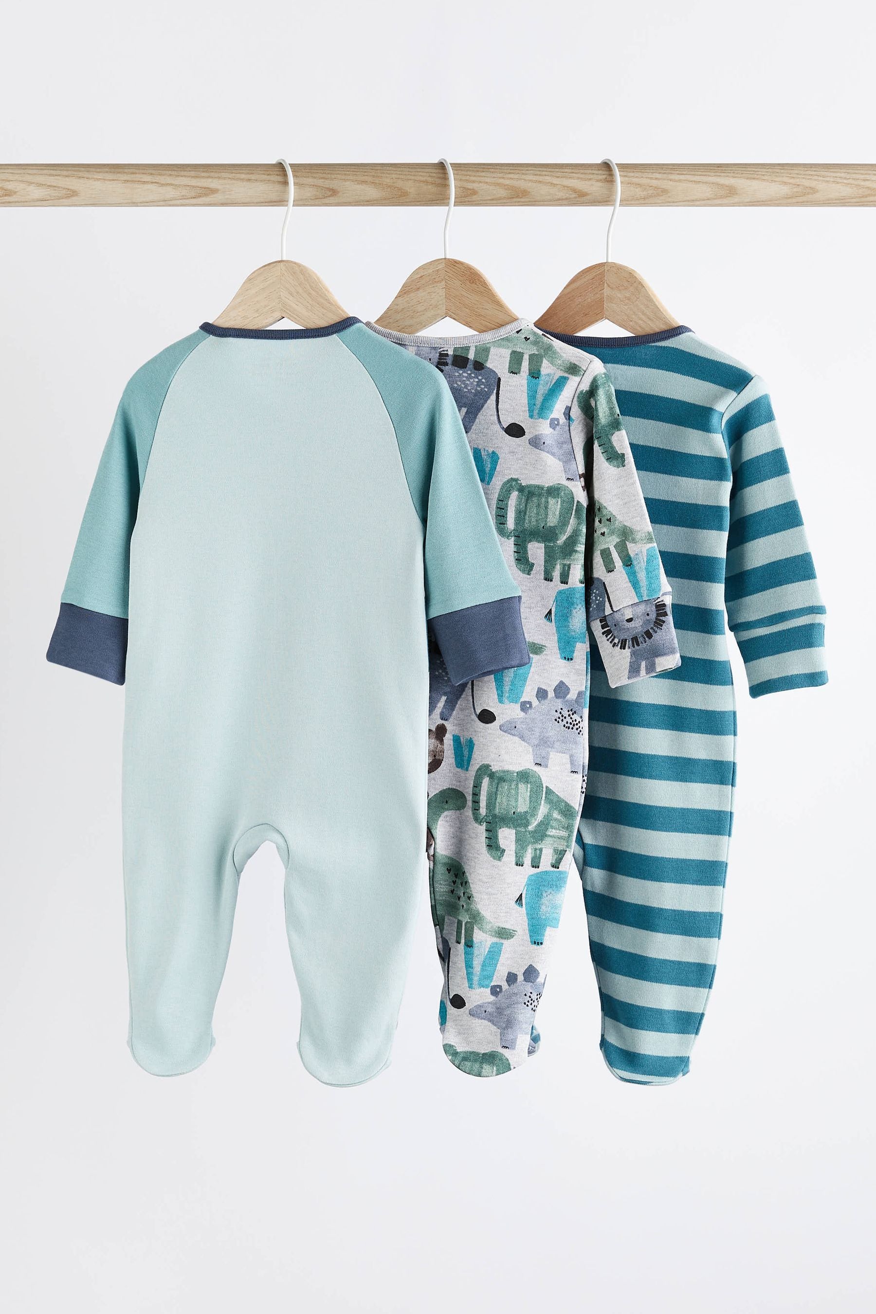 Blue Baby Character Sleepsuits 3 Pack (0-2yrs)