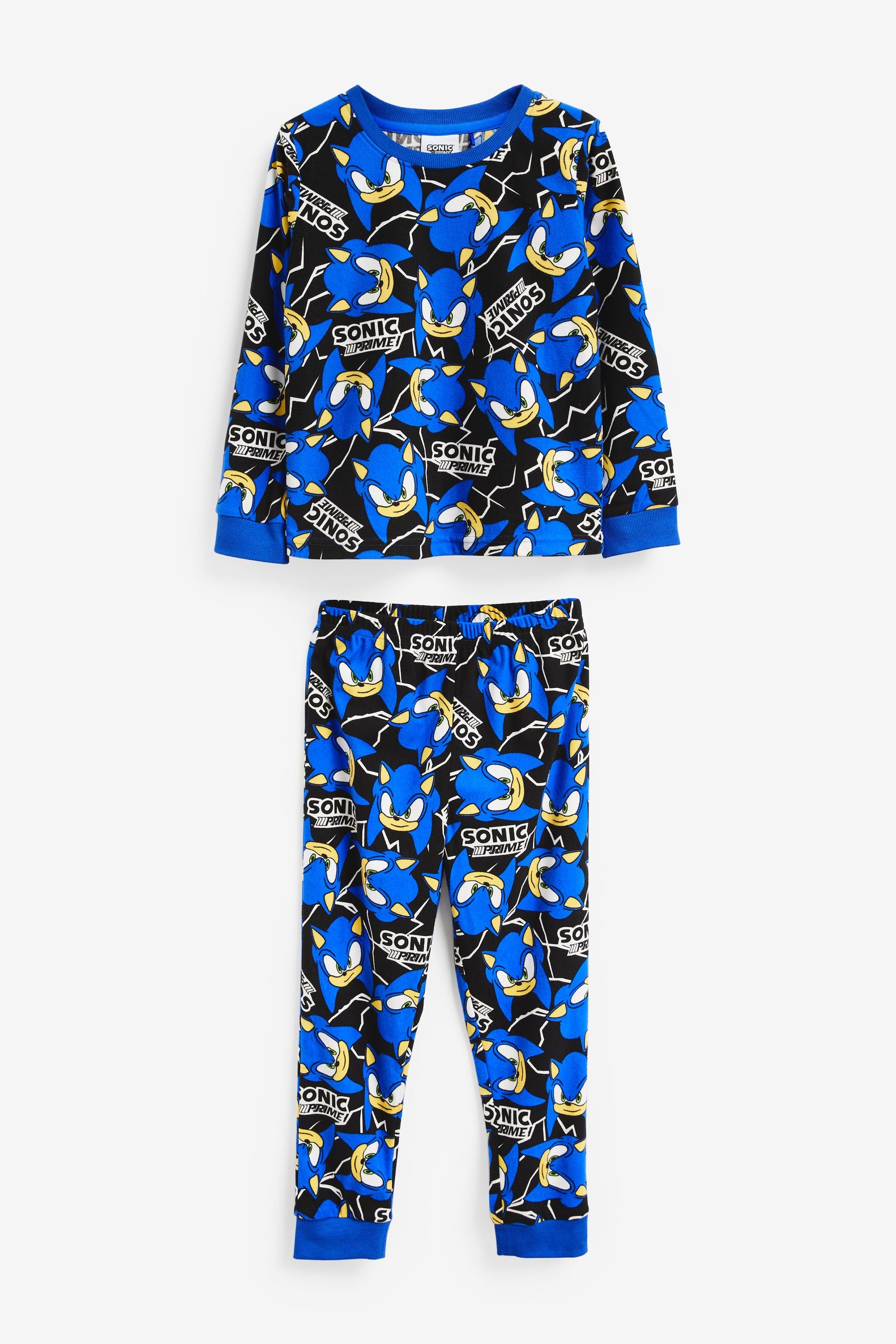 Sonic Blue/Black Soft Touch Fleece with Elastane Pyjamas (3-14yrs)