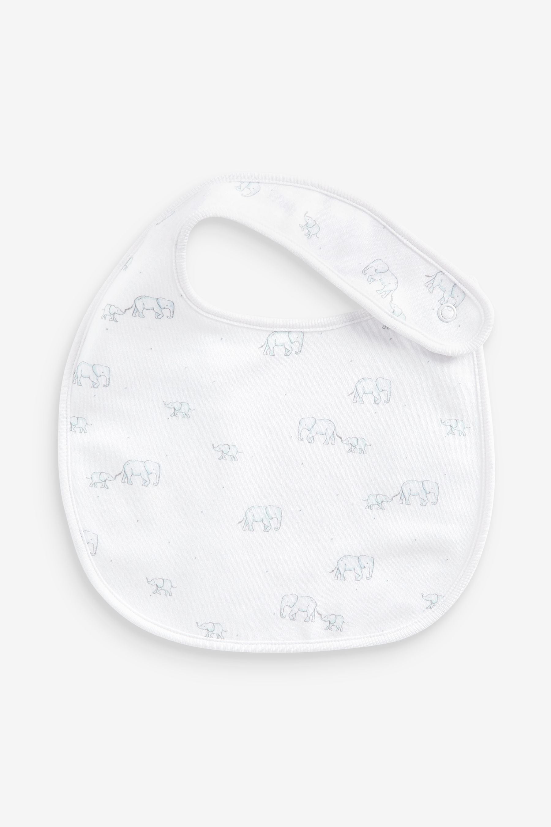 Blue 4 Pack Cotton Elephant Baby Bibs