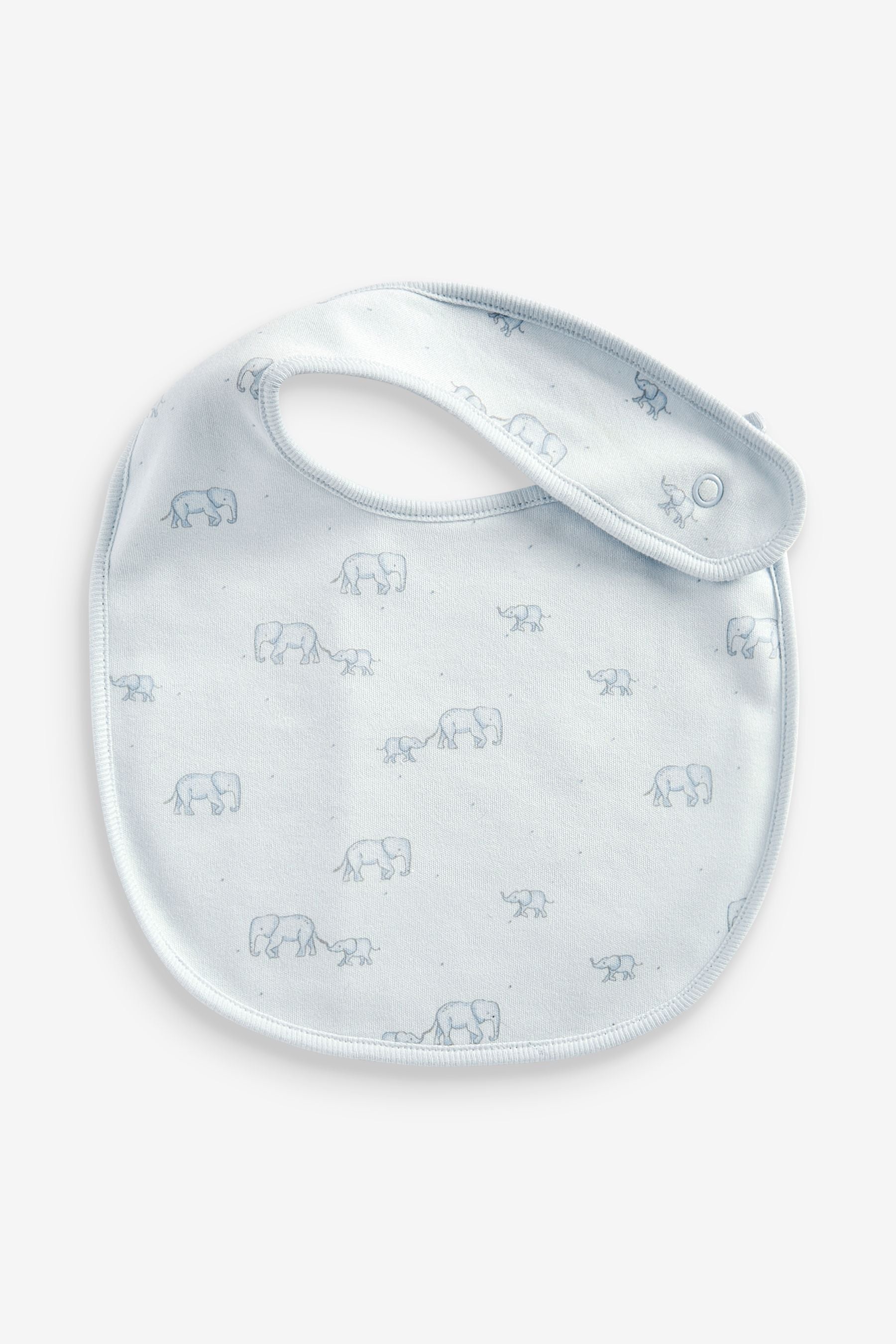 Blue 4 Pack Cotton Elephant Baby Bibs