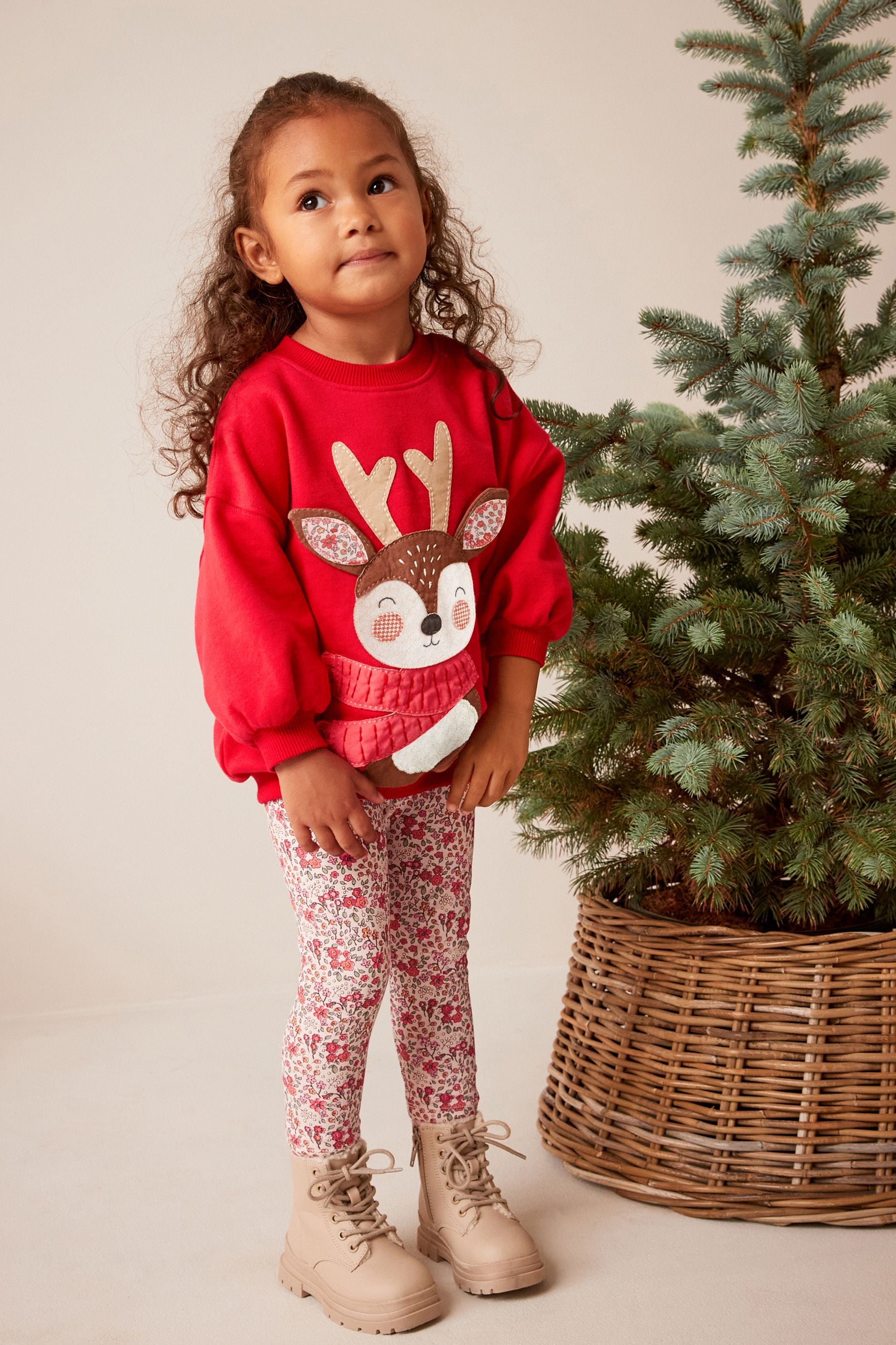 Red Reindeer Christmas Sweat and Leggings Set (3mths-7yrs)