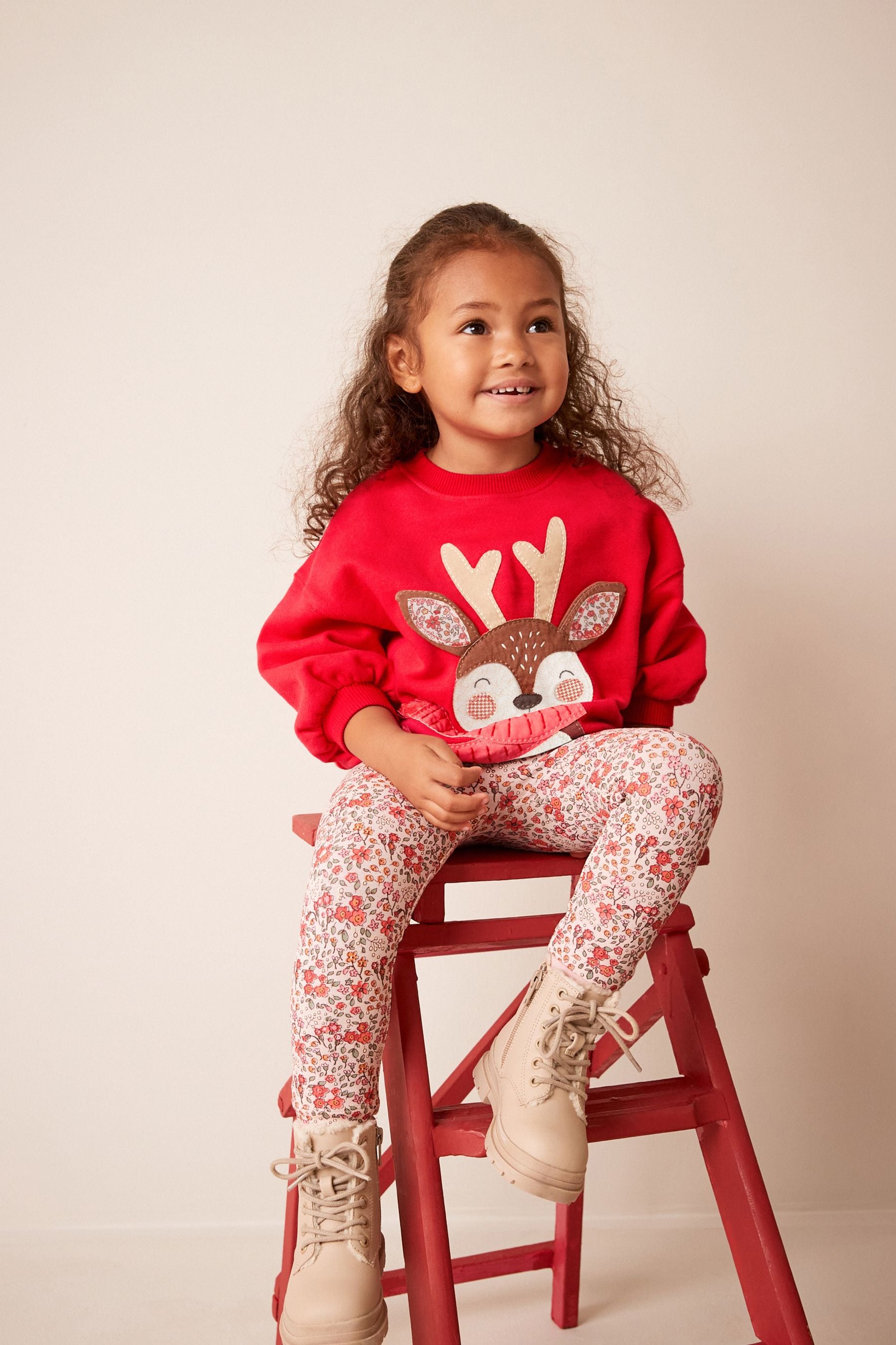 Red Reindeer Christmas Sweat and Leggings Set (3mths-7yrs)