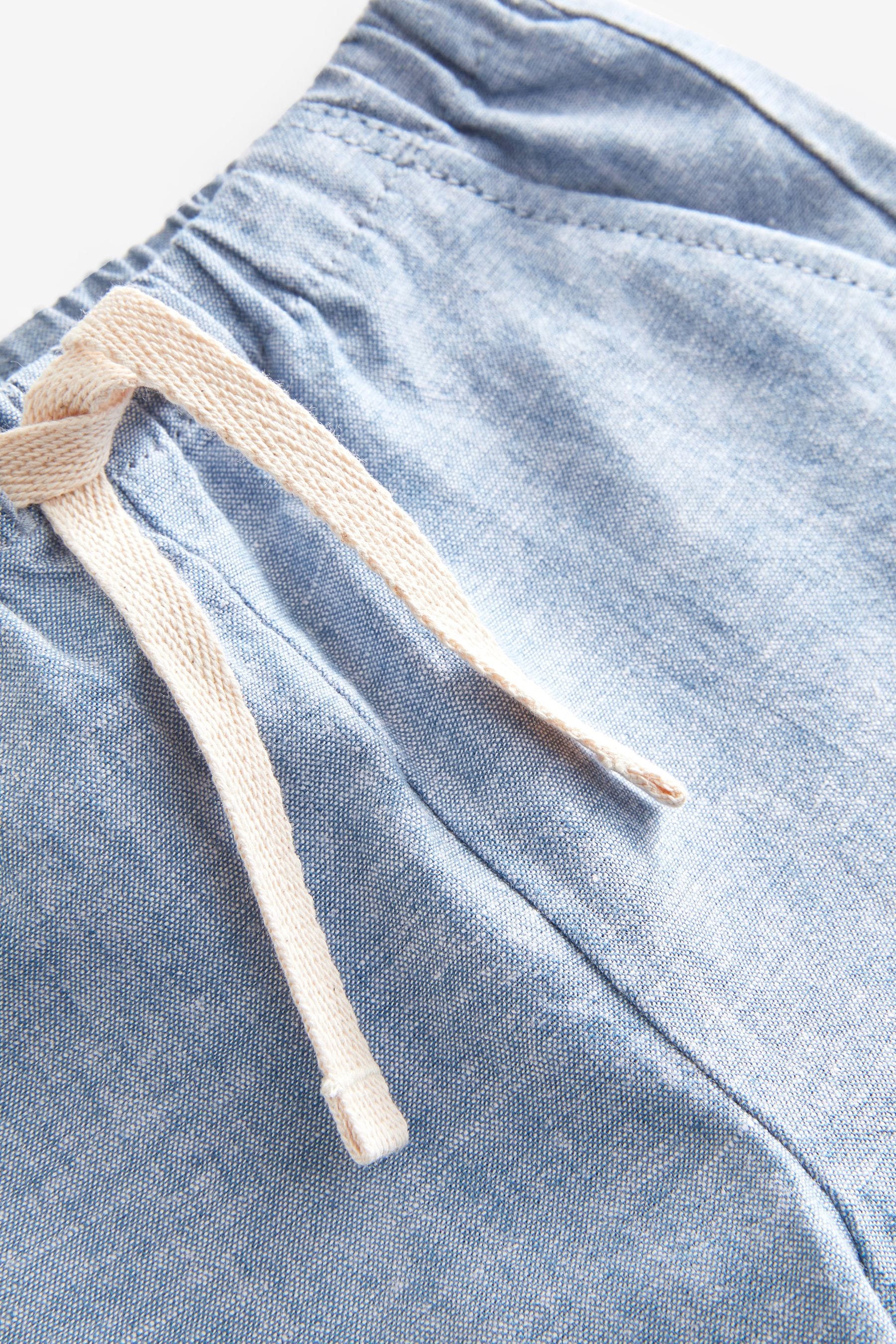 Chambray Blue Linen Blend Pull-On Trousers (3mths-7yrs)