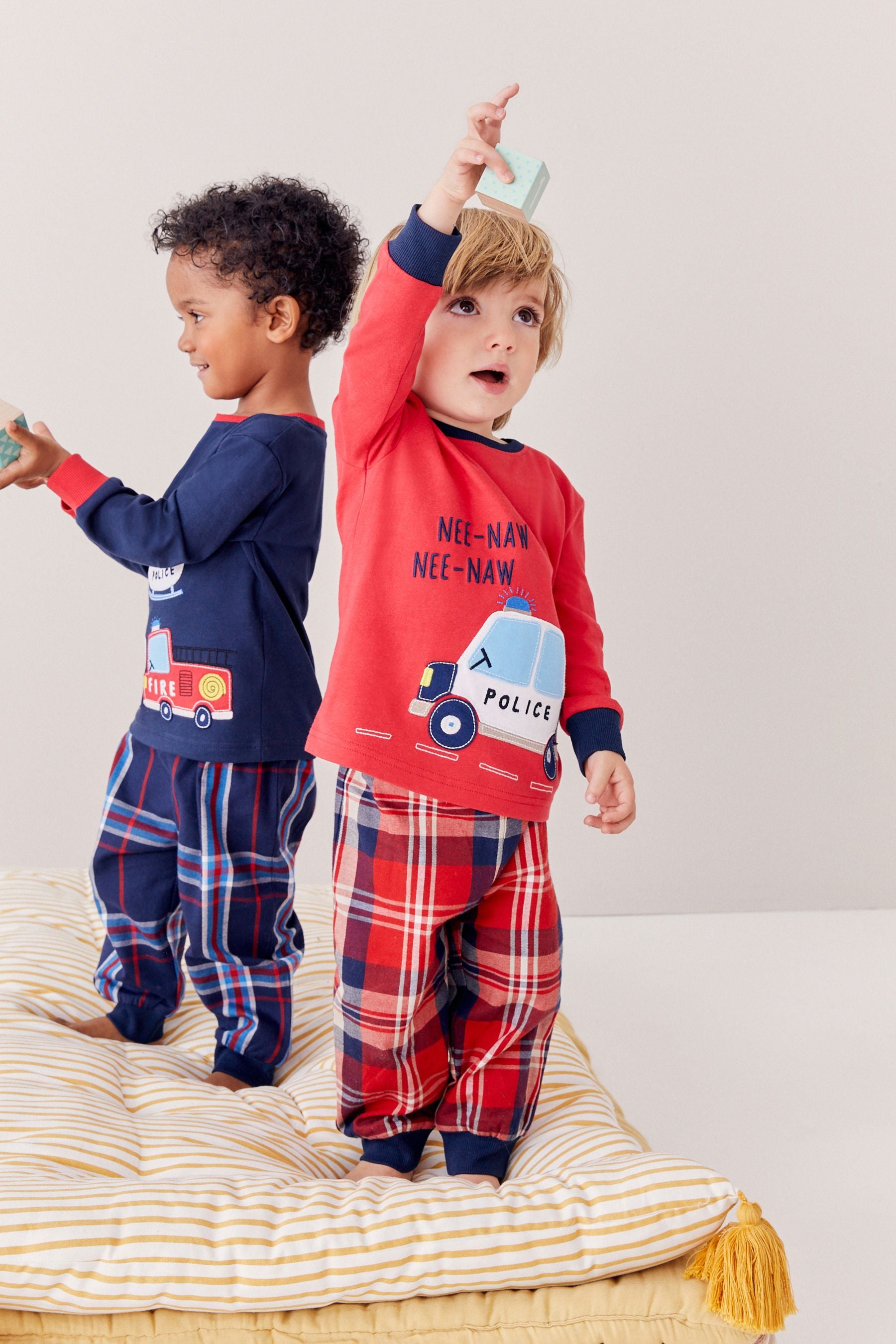 Navy Blue/Red Emergency Transport Check Pyjamas 2 Pack (9mths-8yrs)