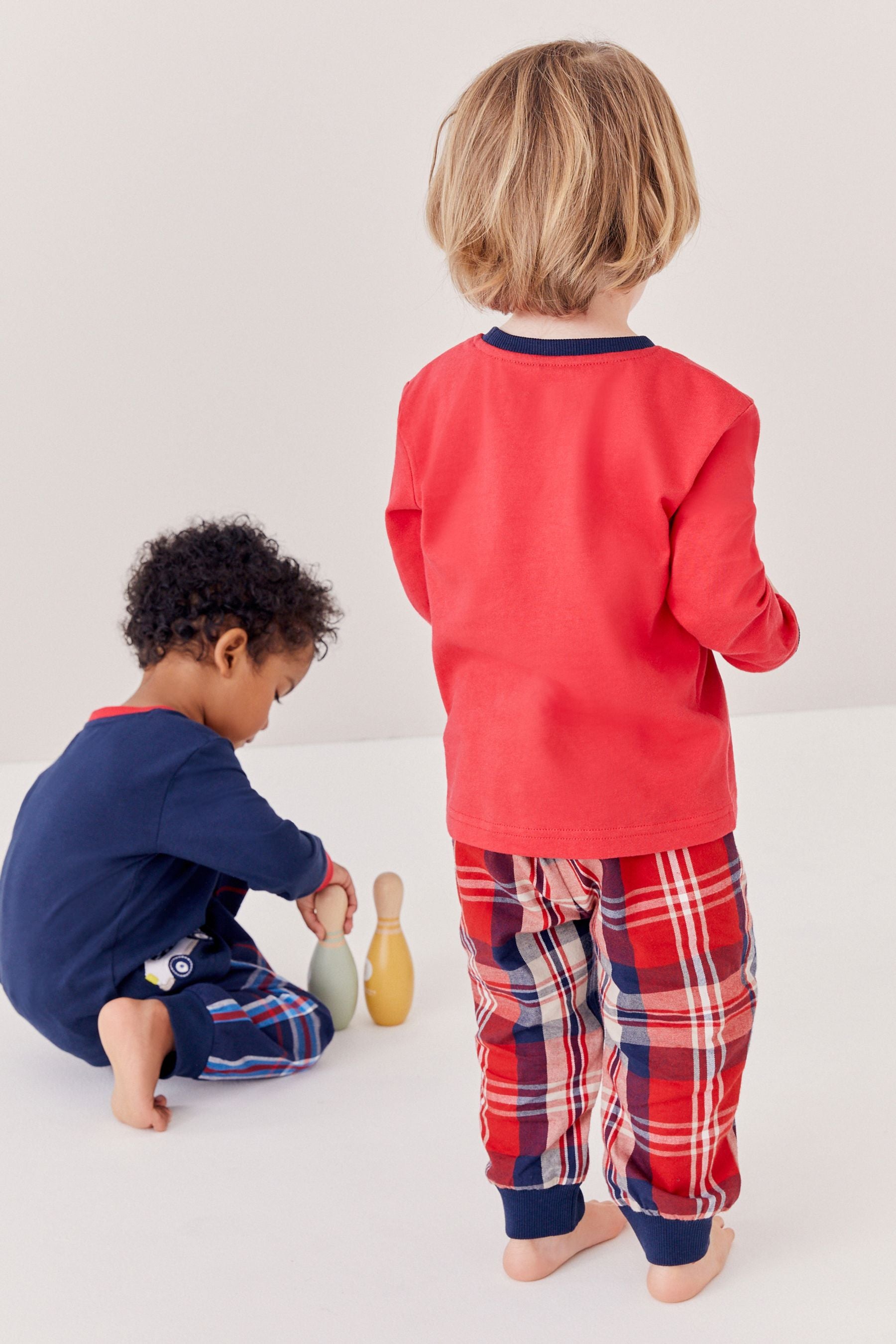 Navy Blue/Red Emergency Transport Check Pyjamas 2 Pack (9mths-8yrs)