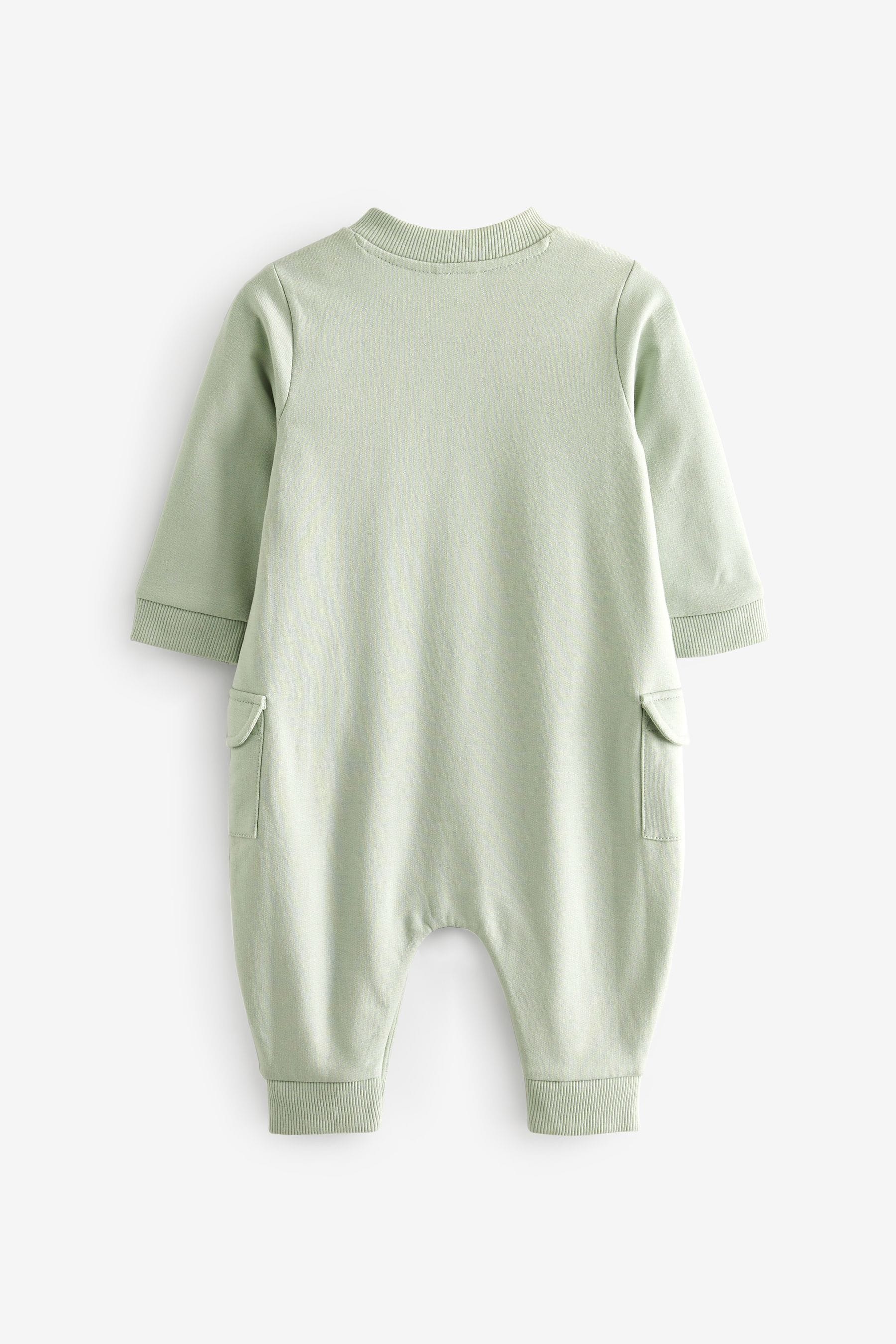 Mint Green Cargo Cosy Sweat Jersey Baby Romper