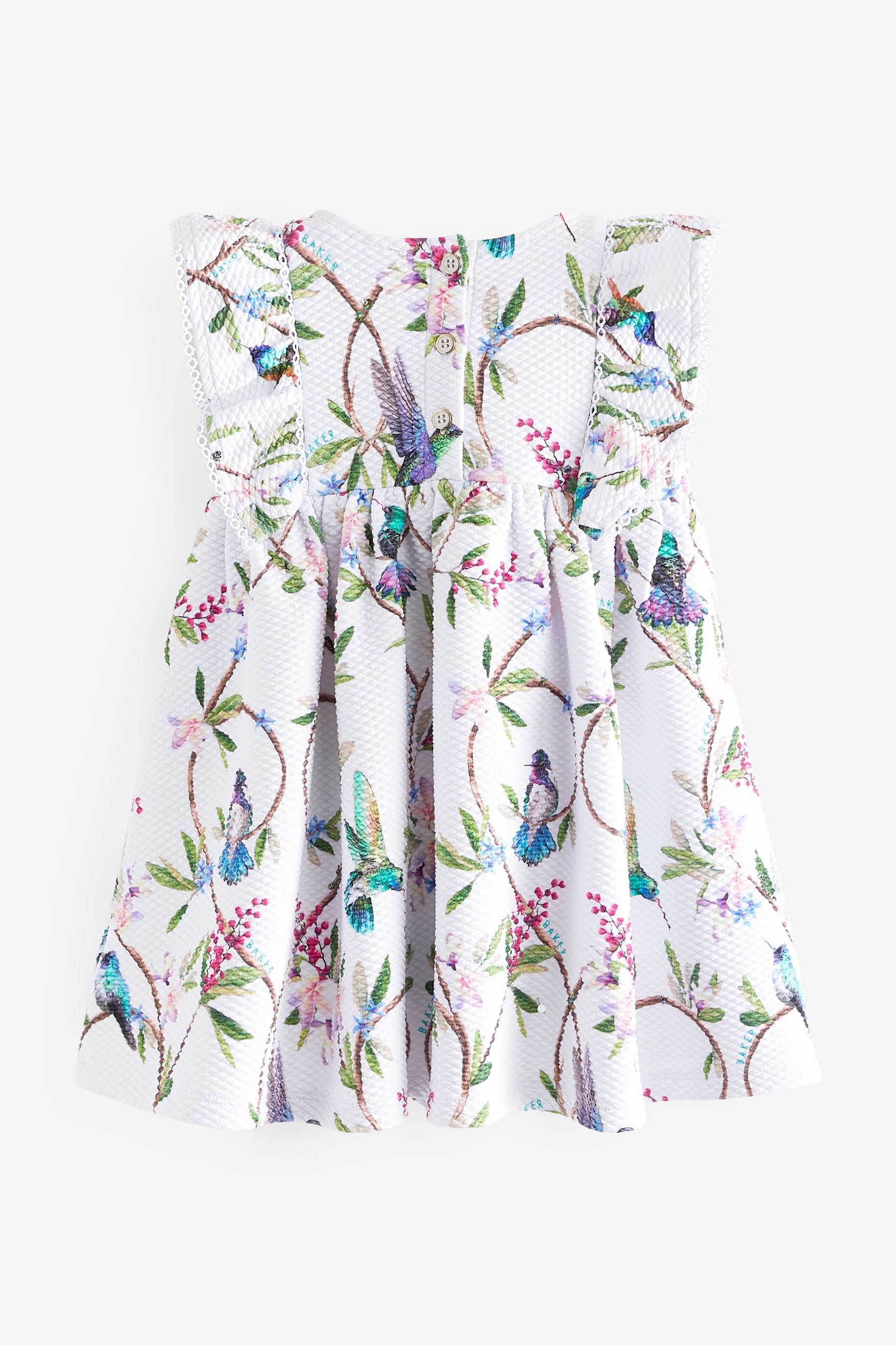 White Baker by Ted Baker Floral Textured Jersey White Dress