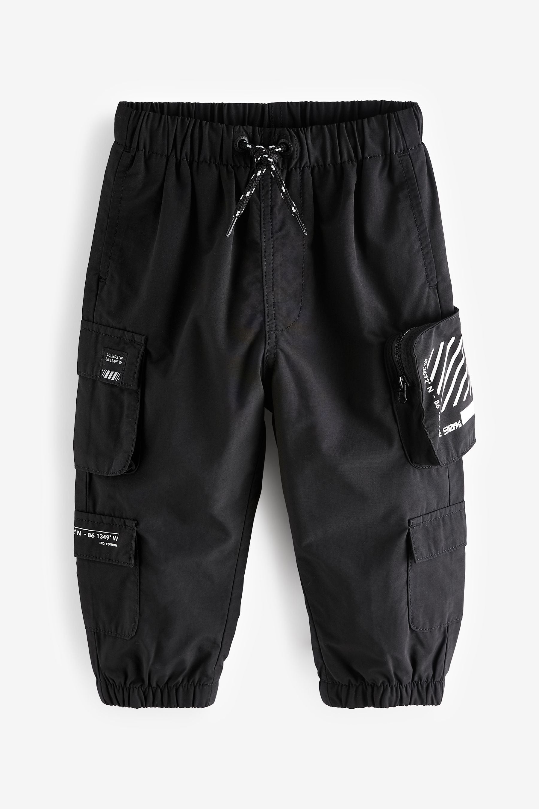 Black Multi Pocket Cargo Trousers (3mths-7yrs)