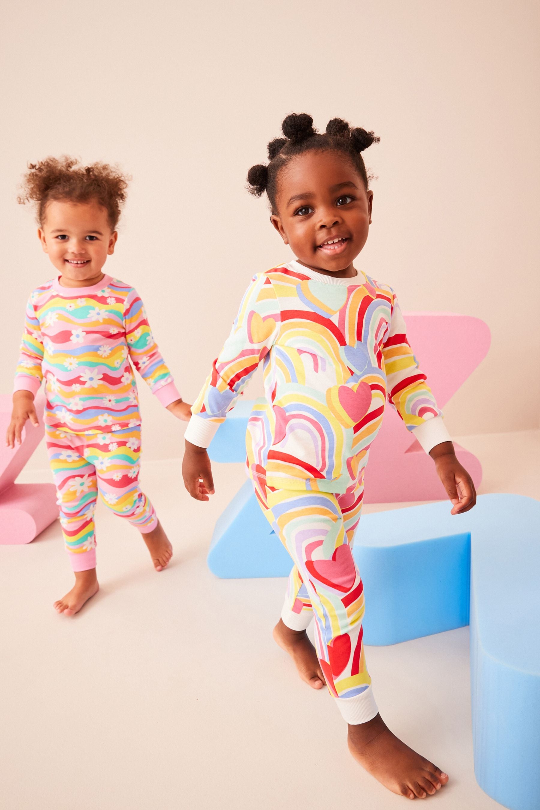 Rainbow 2 Pack Printed Long Sleeve Pyjamas (9mths-8yrs)