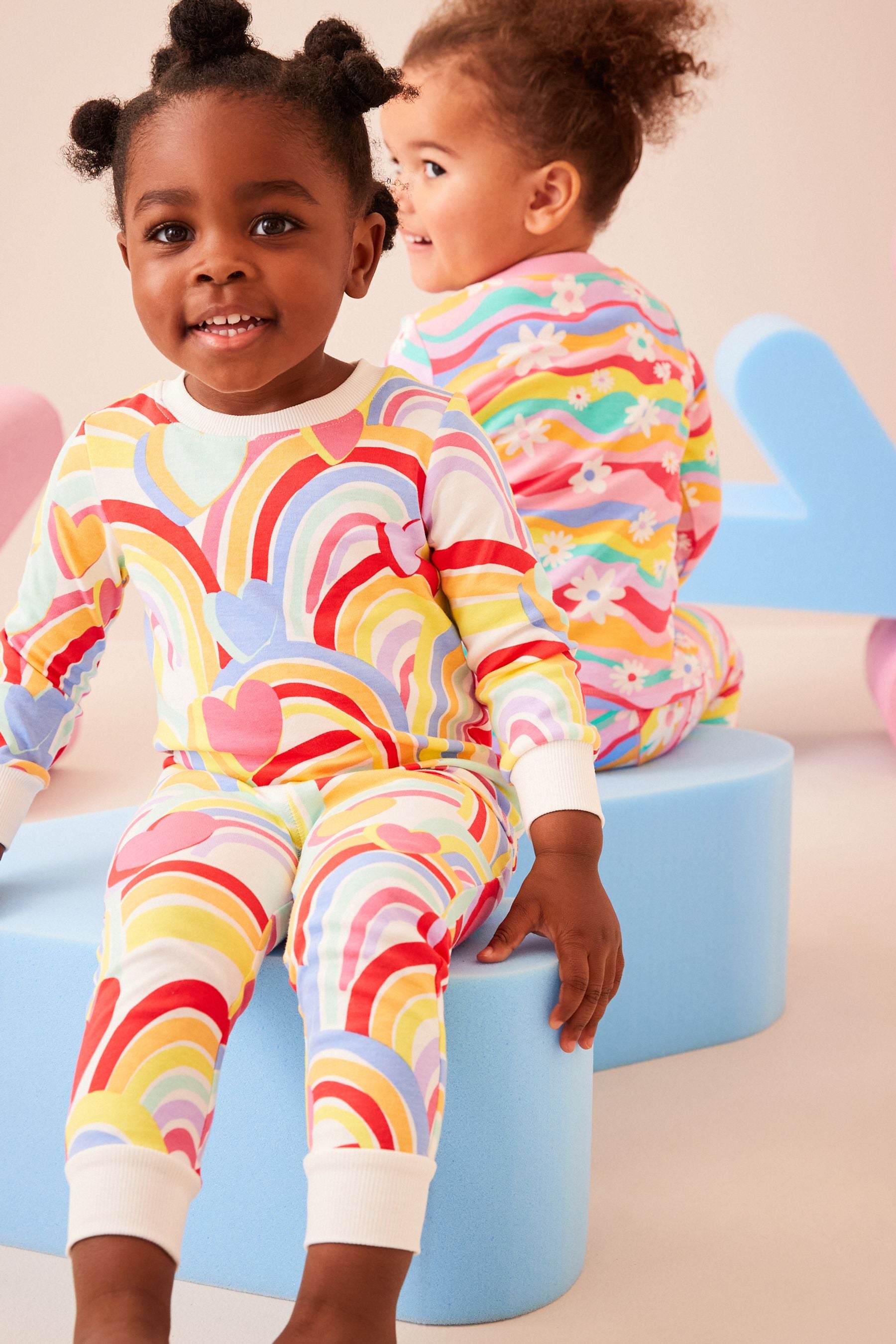 Rainbow 2 Pack Printed Long Sleeve Pyjamas (9mths-8yrs)