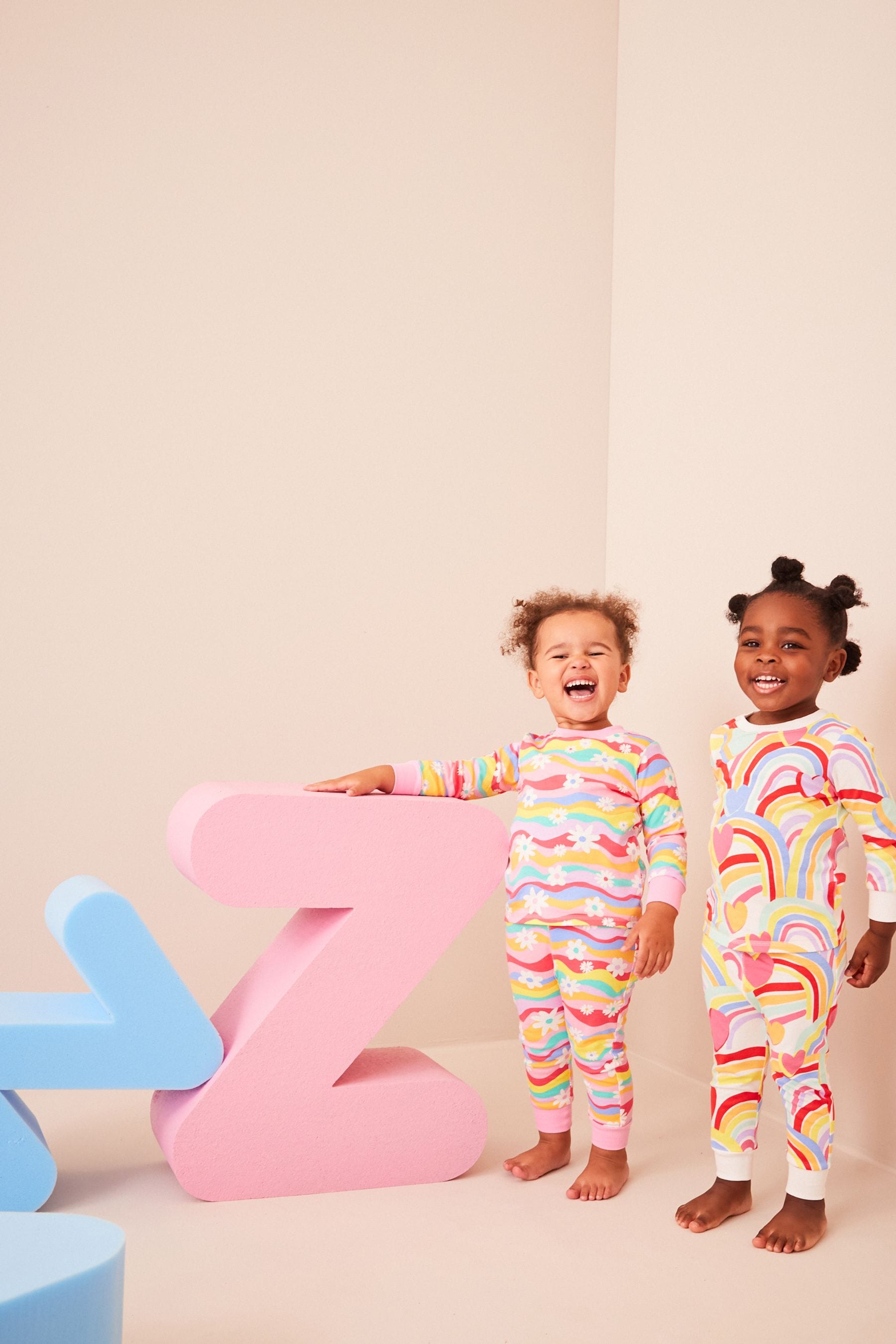 Rainbow 2 Pack Printed Long Sleeve Pyjamas (9mths-8yrs)