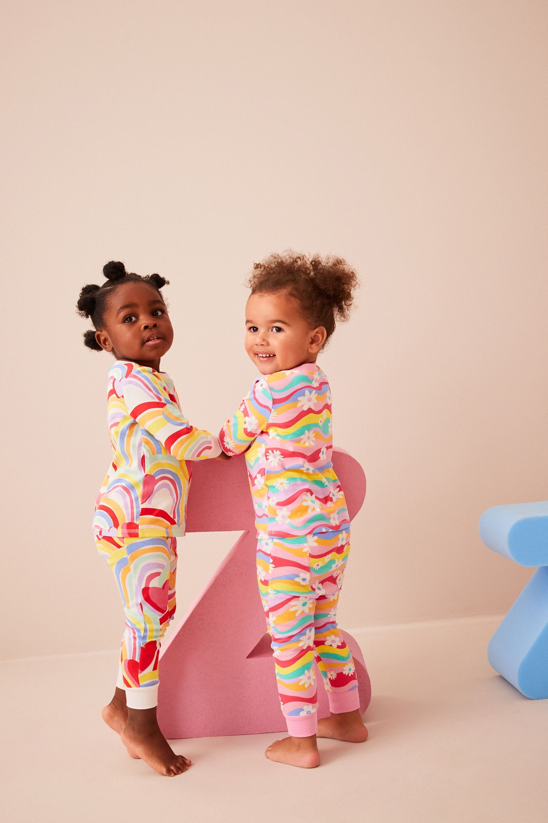 Rainbow 2 Pack Printed Long Sleeve Pyjamas (9mths-8yrs)