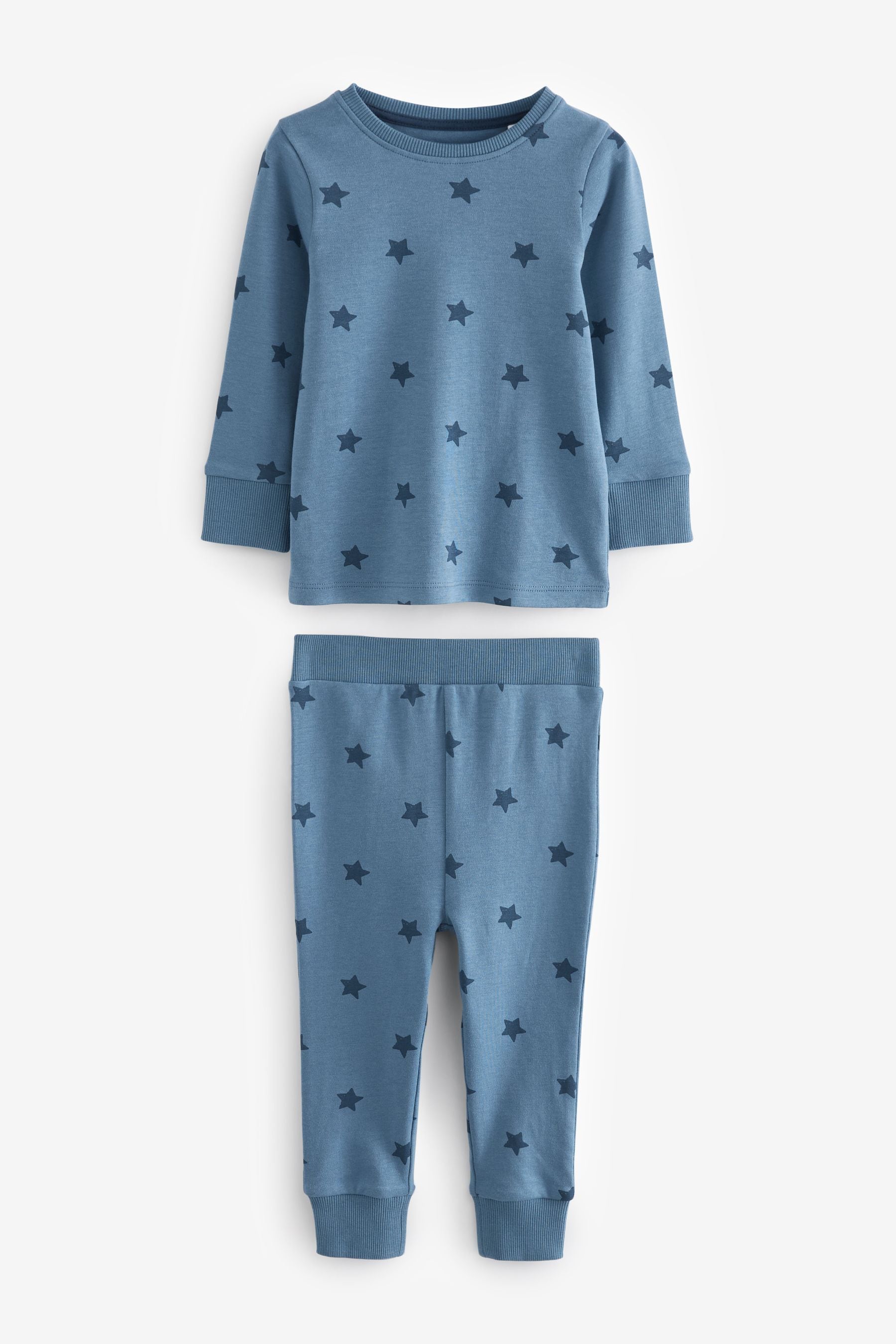 Blue/White Stars Long Sleeve Snuggle Pyjamas 3 Pack (9mths-10yrs)