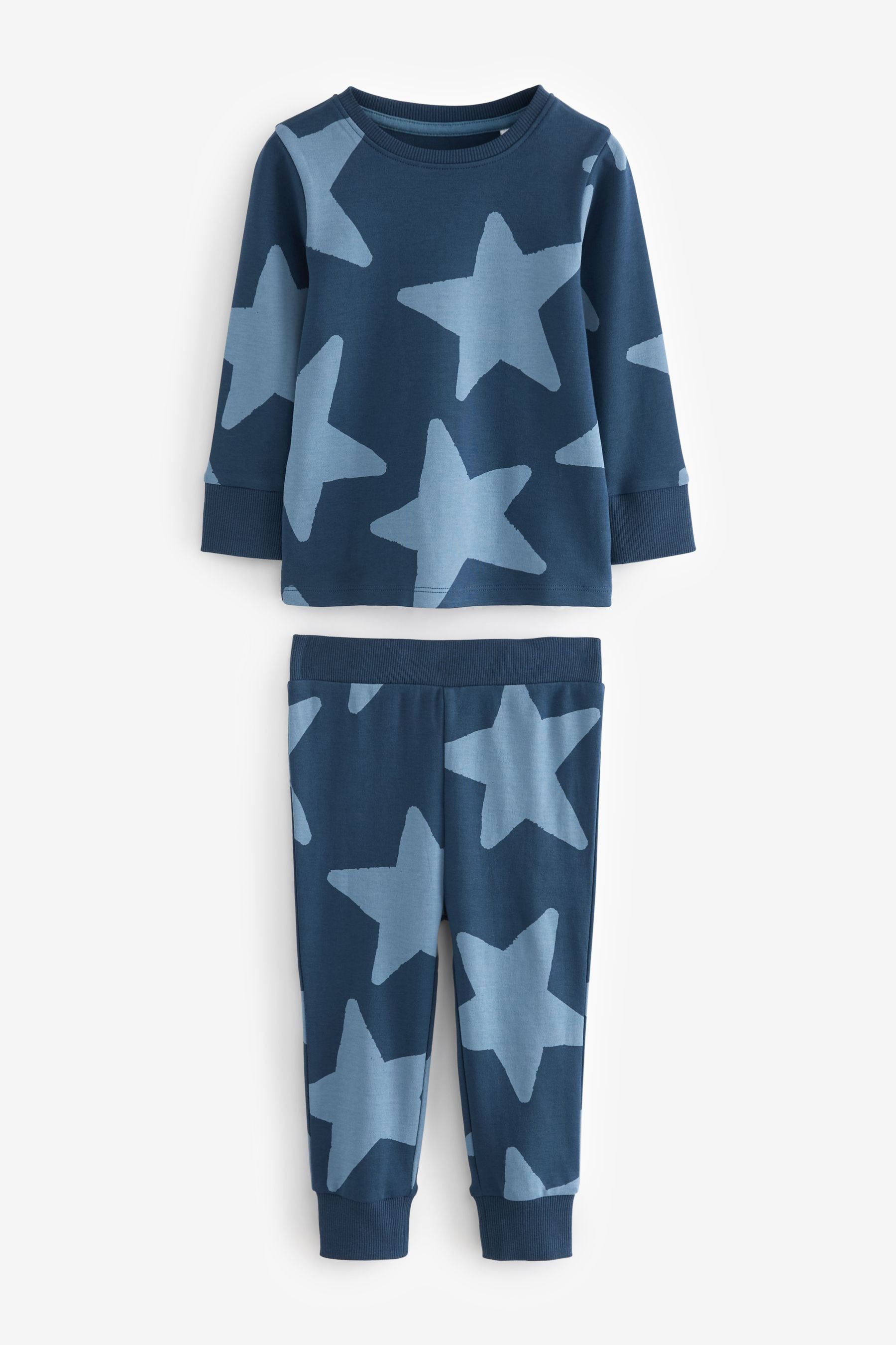 Blue/White Stars Long Sleeve Snuggle Pyjamas 3 Pack (9mths-10yrs)