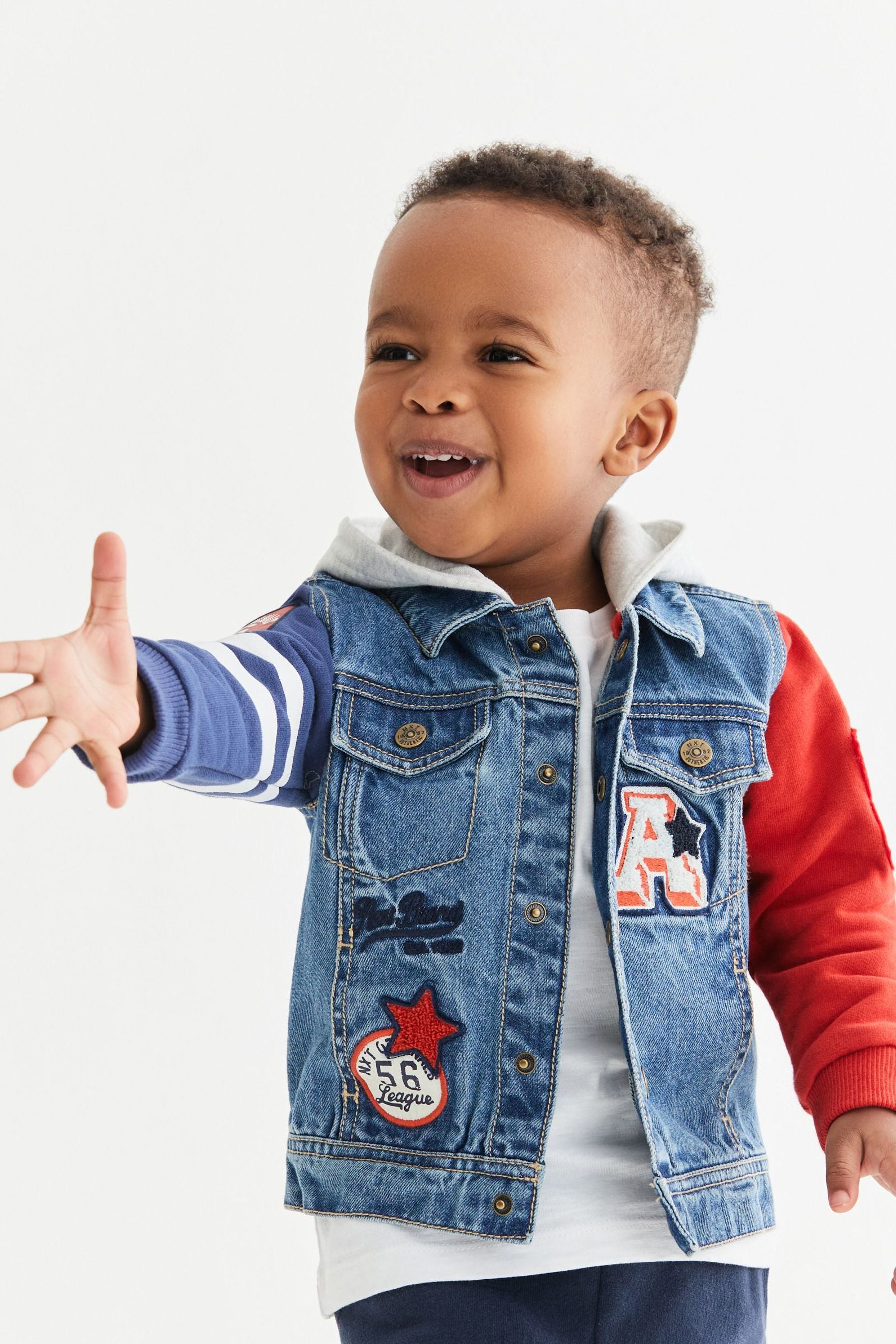 Blue Denim Badged Varsity Jacket (3mths-7yrs)